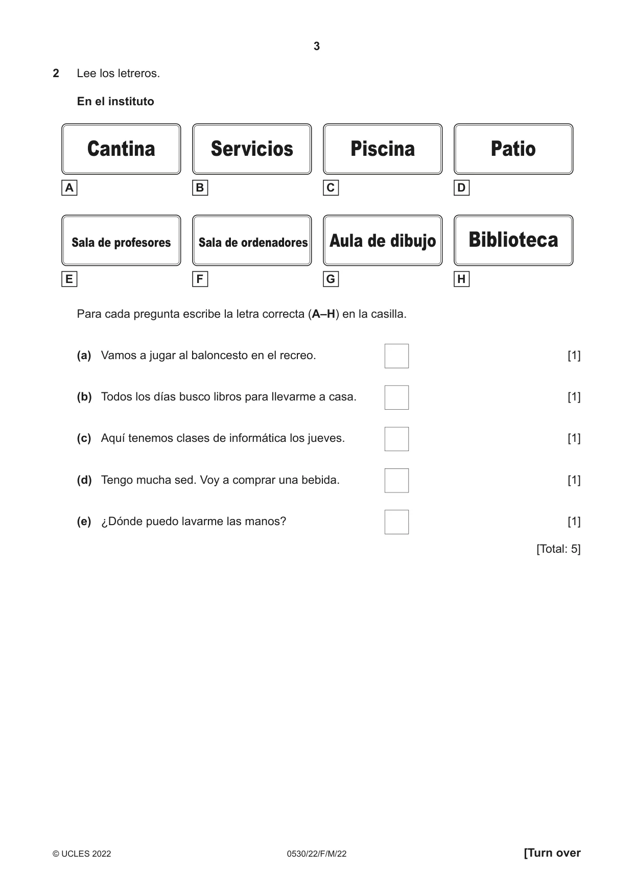 Cambridge IGCSE Spanish - Foreign Language 0530 2022 Feb/March Paper 2 · Variant 2 question paper, page 3 of 12