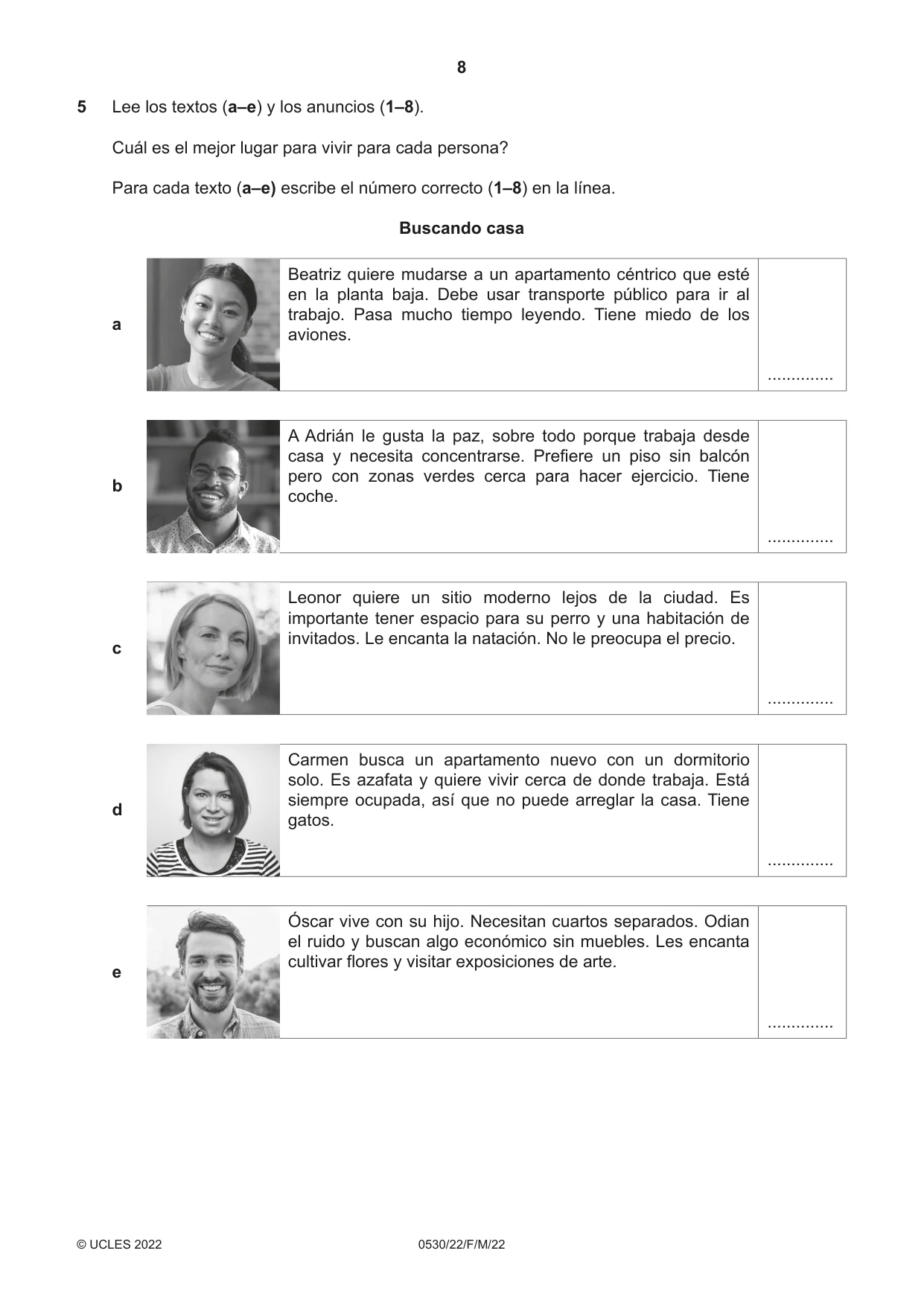 Cambridge IGCSE Spanish - Foreign Language 0530 2022 Feb/March Paper 2 · Variant 2 question paper, page 8 of 12