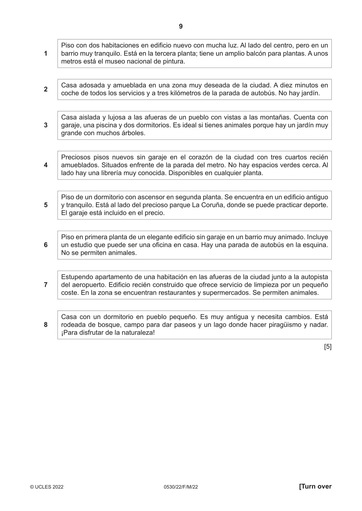 Cambridge IGCSE Spanish - Foreign Language 0530 2022 Feb/March Paper 2 · Variant 2 question paper, page 9 of 12