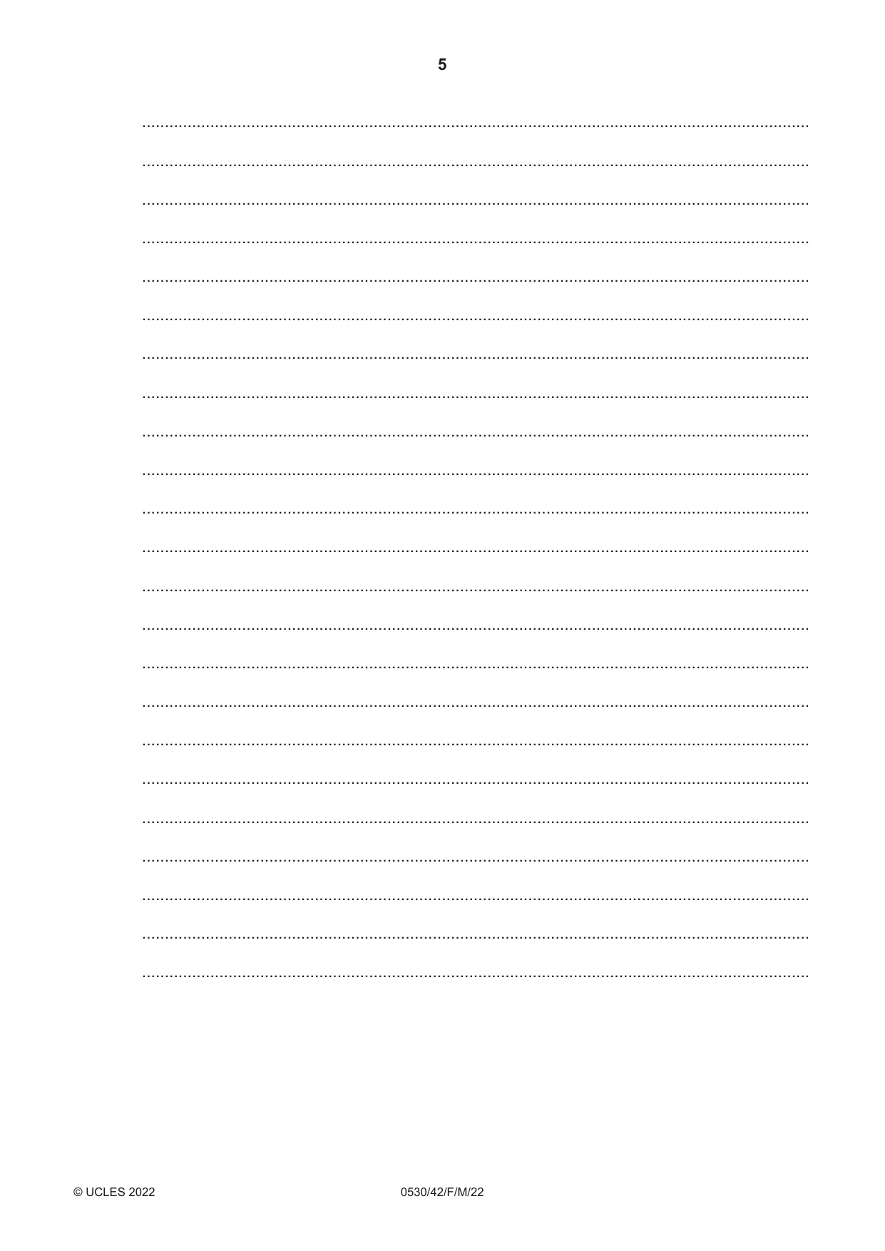 Cambridge IGCSE Spanish - Foreign Language 0530 2022 Feb/March Paper 4 · Variant 2 question paper, page 5 of 8