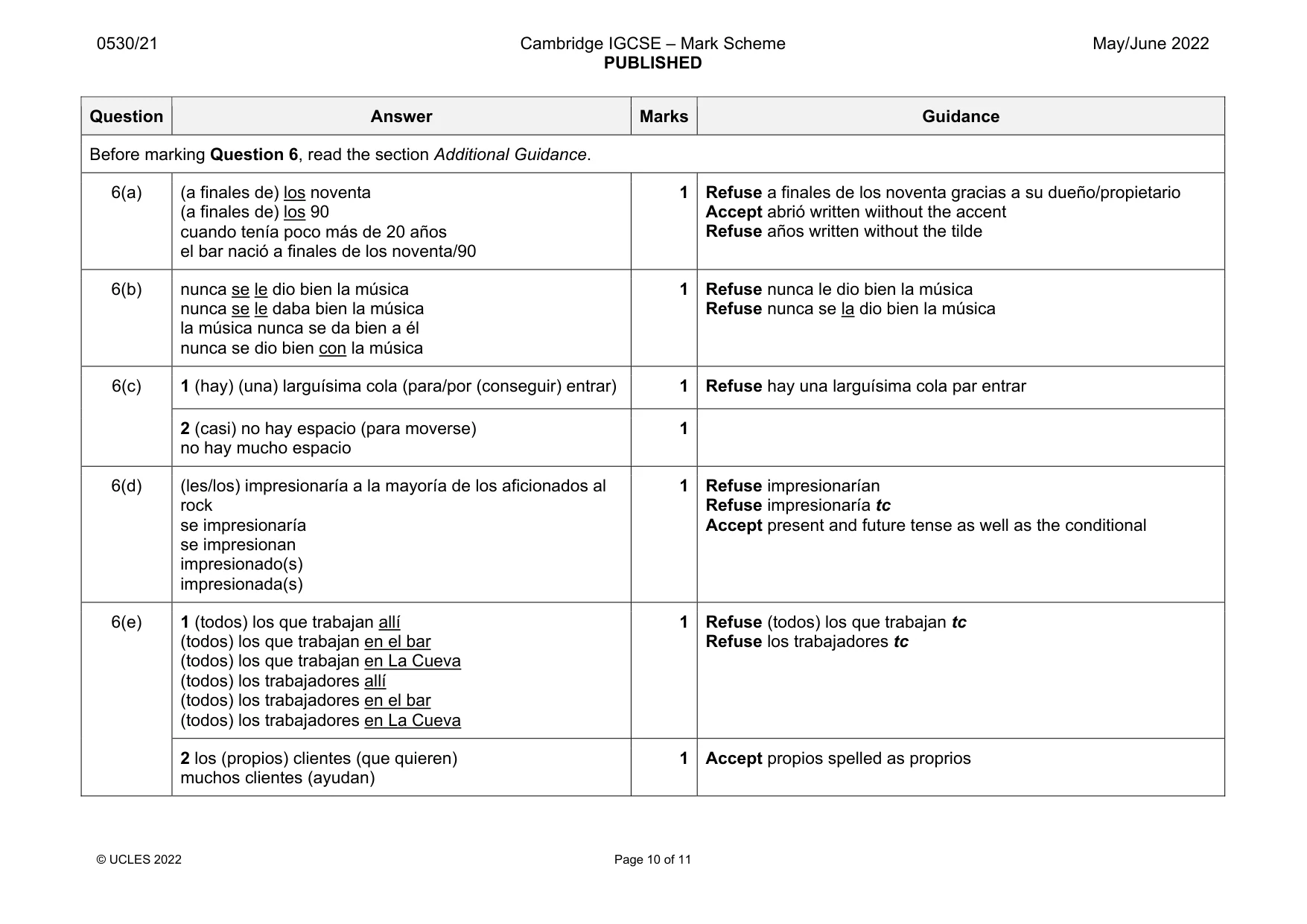 Mark scheme, page 10 of 11