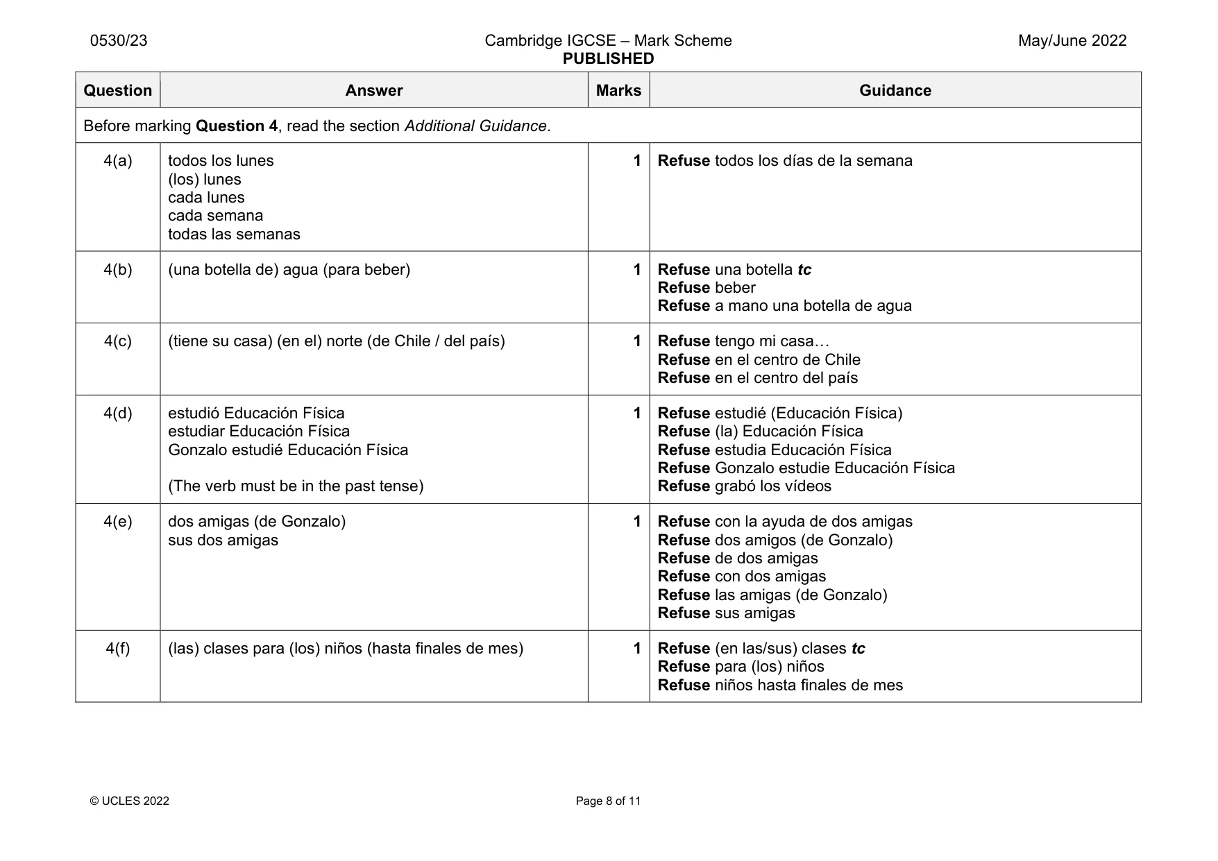 Mark scheme, page 8 of 11
