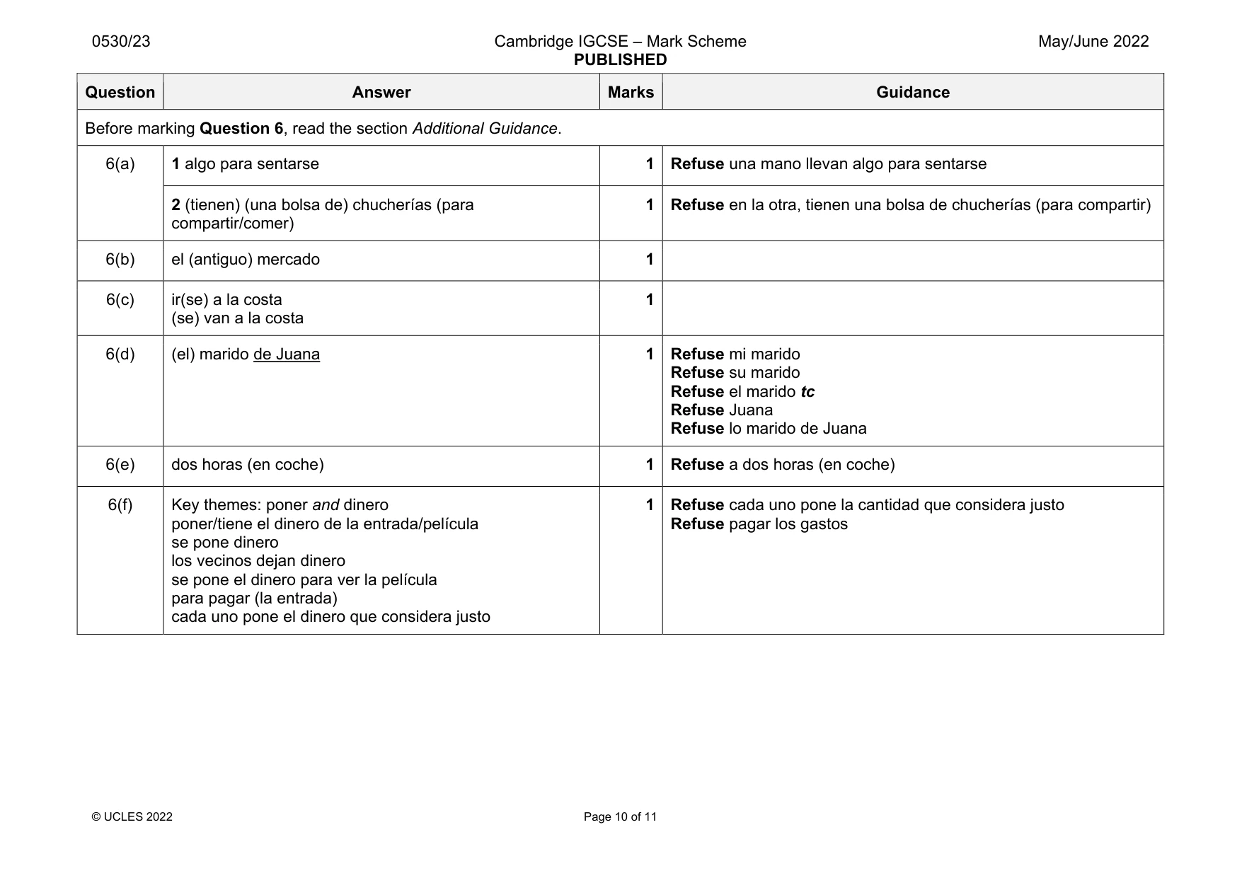 Mark scheme, page 10 of 11