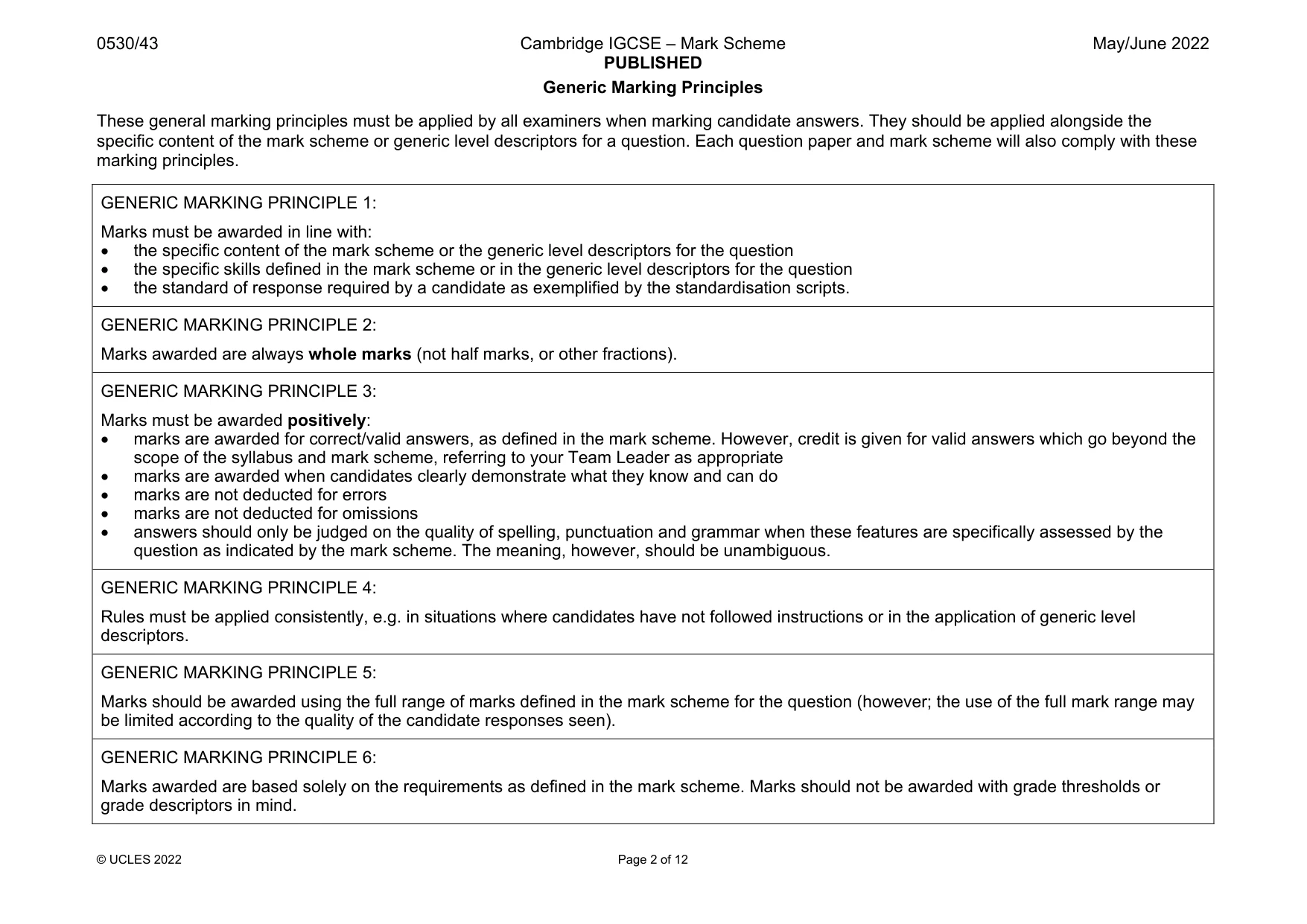 Mark scheme, page 2 of 12