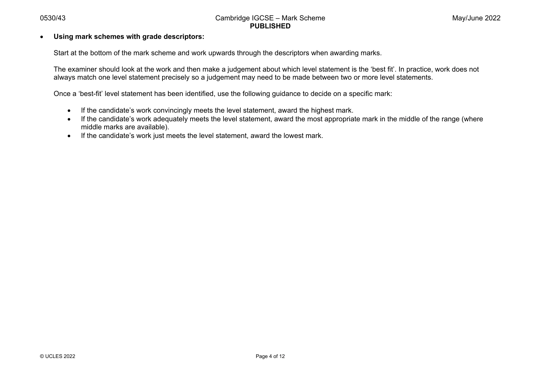Mark scheme, page 4 of 12