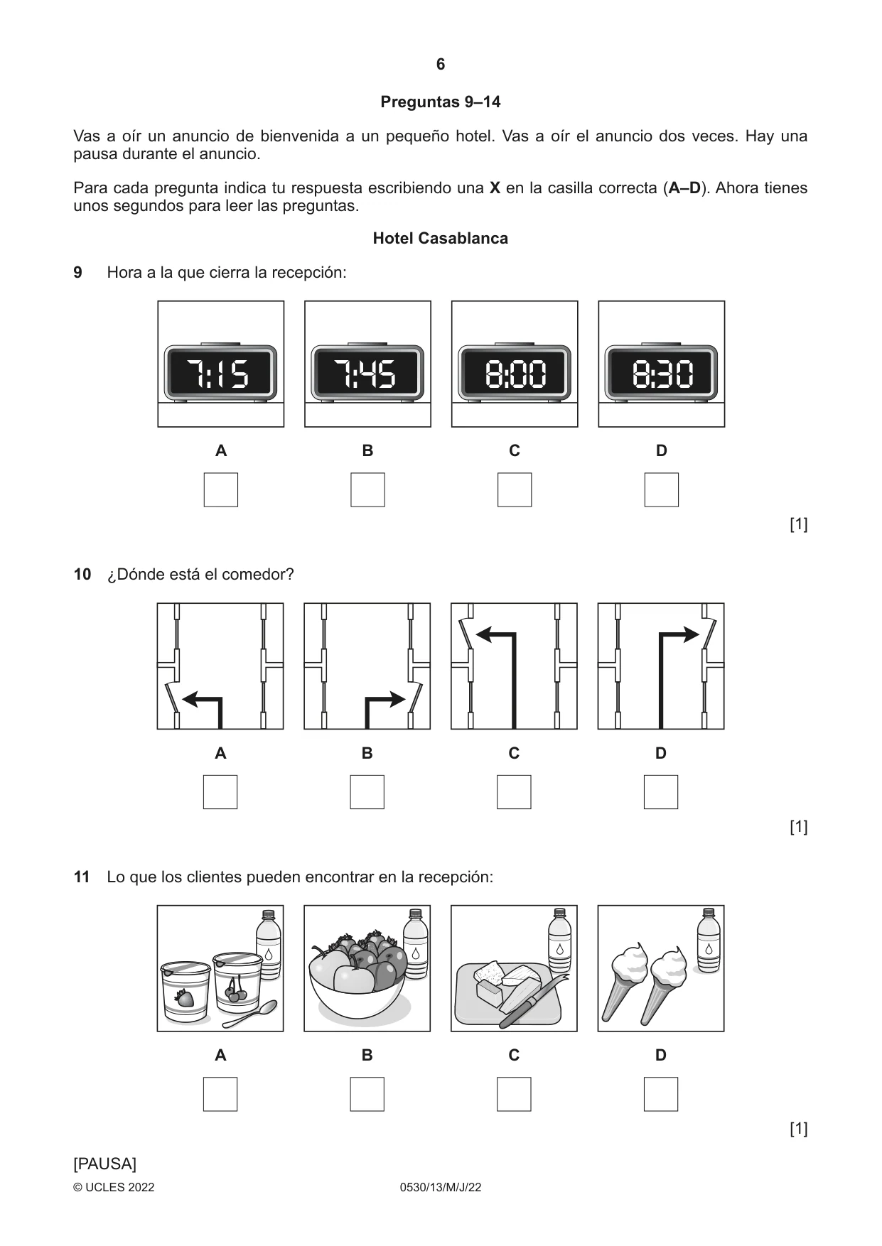 Cambridge IGCSE Spanish - Foreign Language 0530 2022 May/June Paper 1 · Variant 3 question paper, page 6 of 16