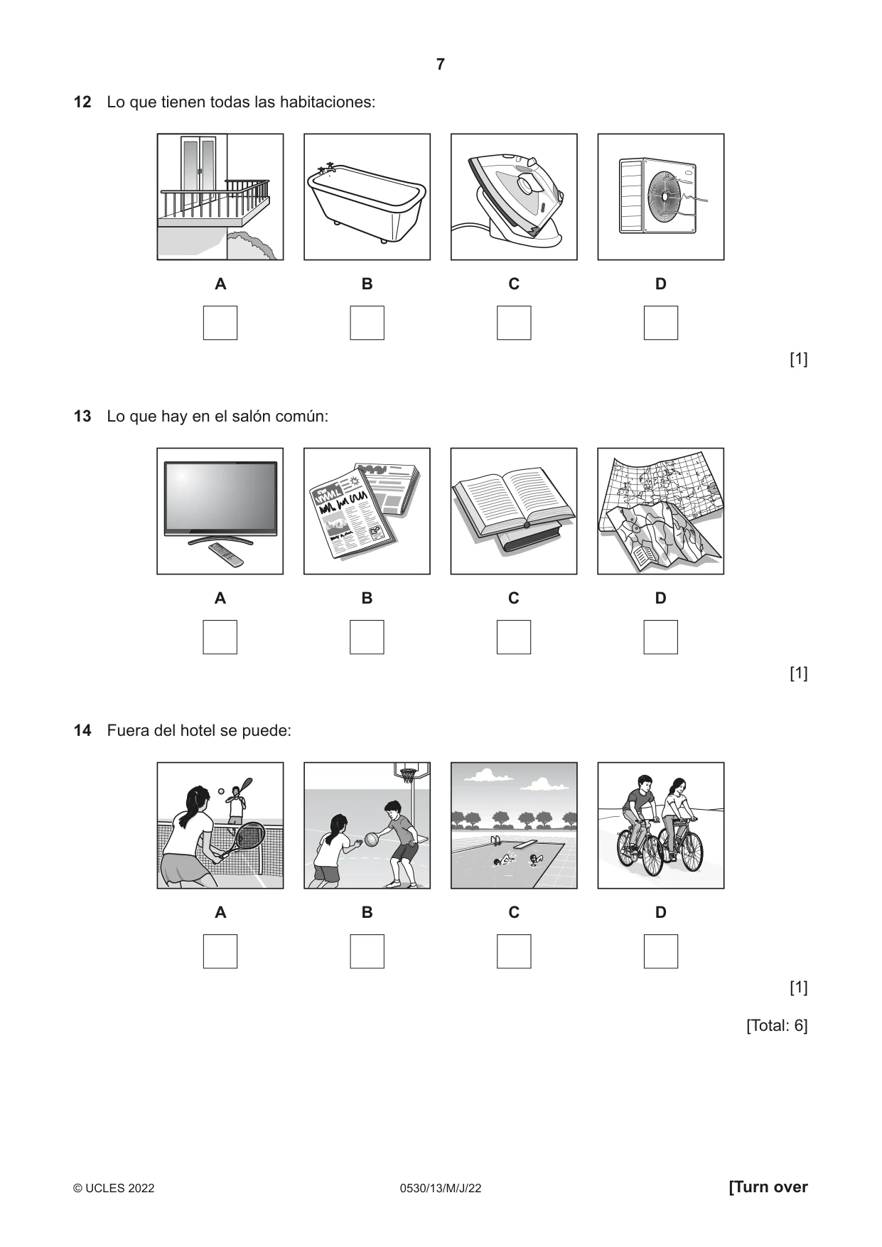 Cambridge IGCSE Spanish - Foreign Language 0530 2022 May/June Paper 1 · Variant 3 question paper, page 7 of 16