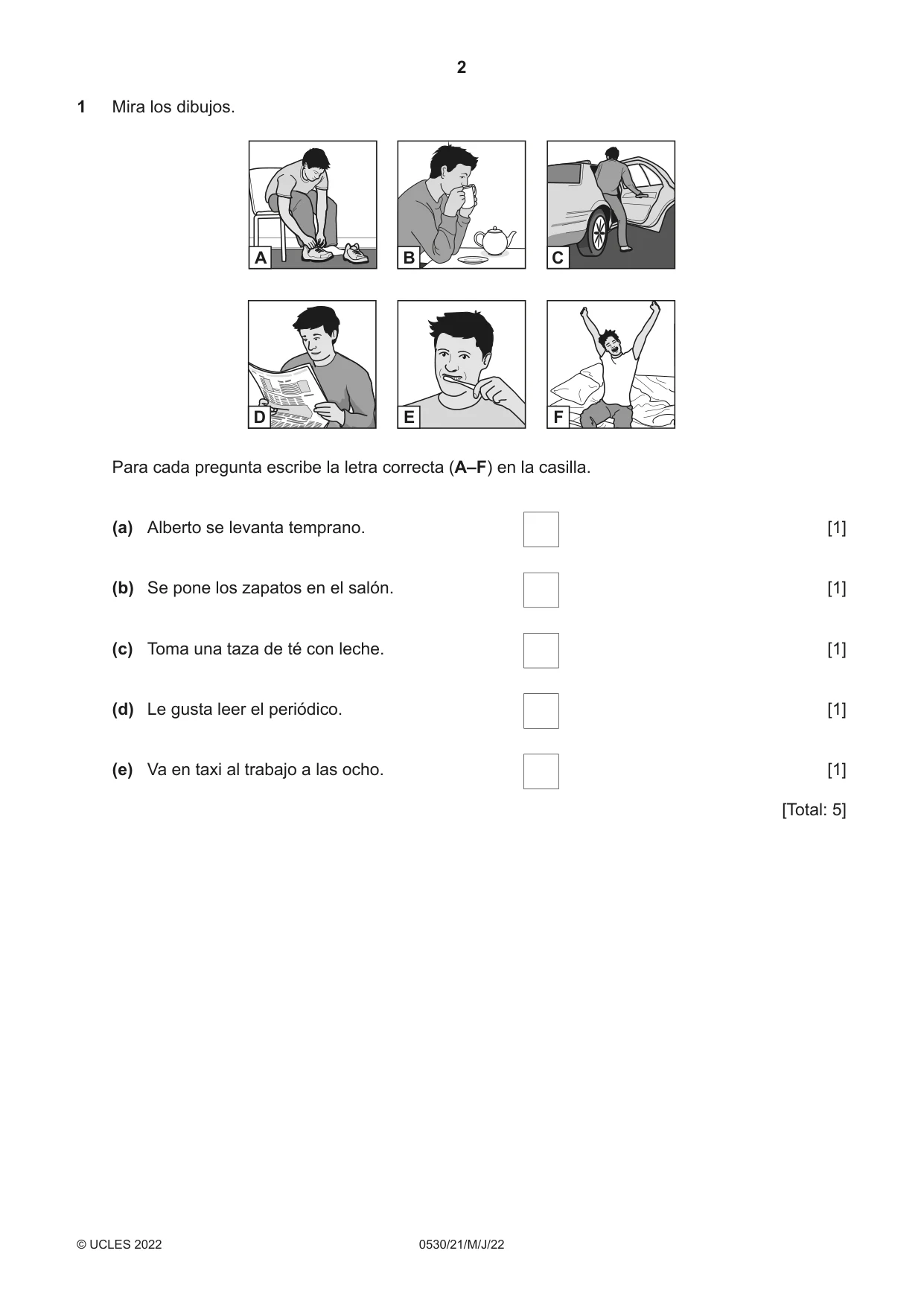 Cambridge IGCSE Spanish - Foreign Language 0530 2022 May/June Paper 2 · Variant 1 question paper, page 2 of 12