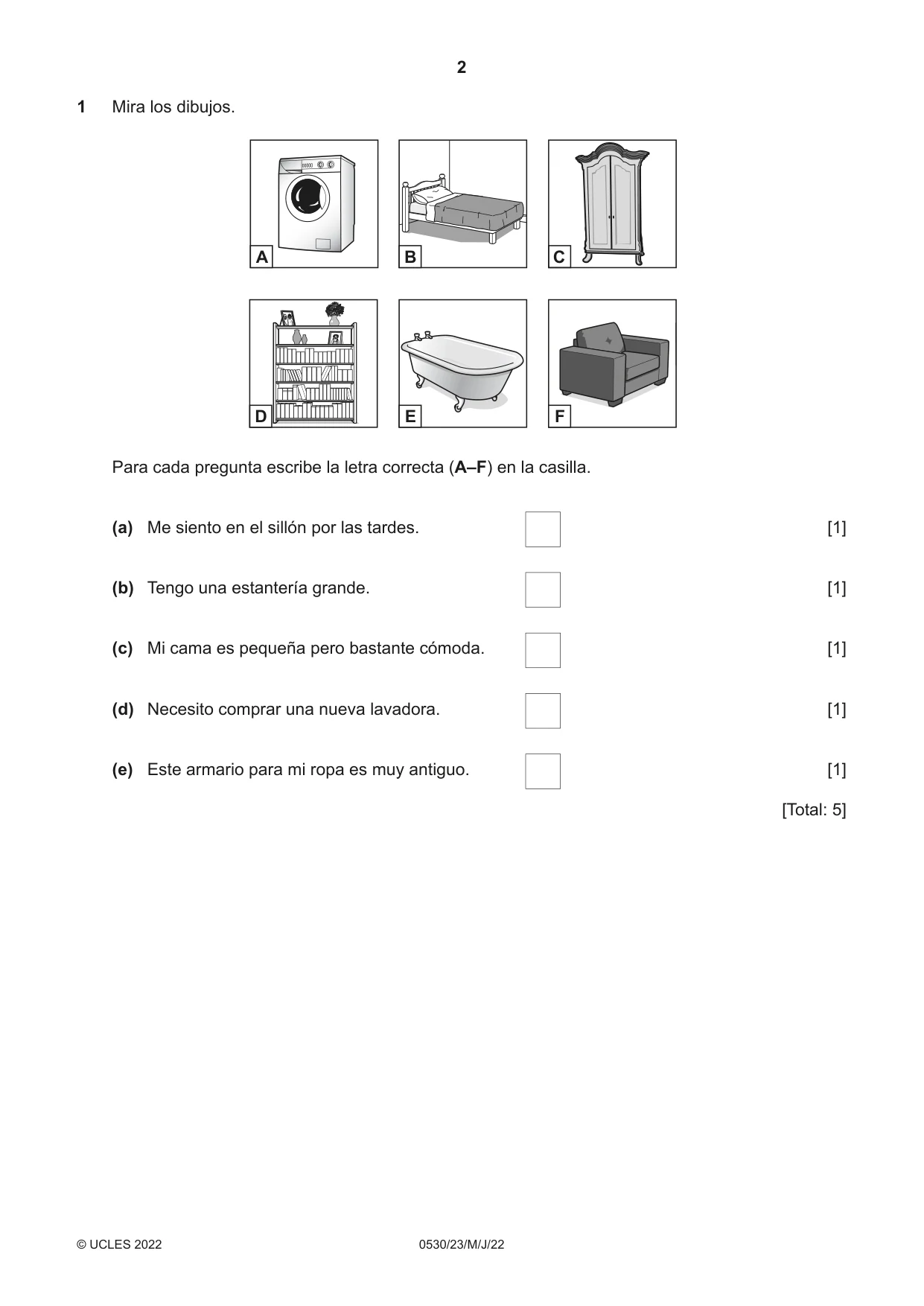 Cambridge IGCSE Spanish - Foreign Language 0530 2022 May/June Paper 2 · Variant 3 question paper, page 2 of 12