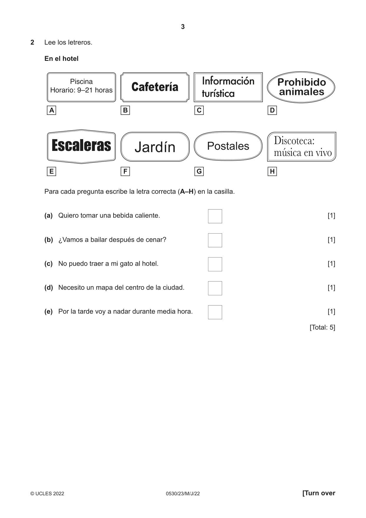 Cambridge IGCSE Spanish - Foreign Language 0530 2022 May/June Paper 2 · Variant 3 question paper, page 3 of 12