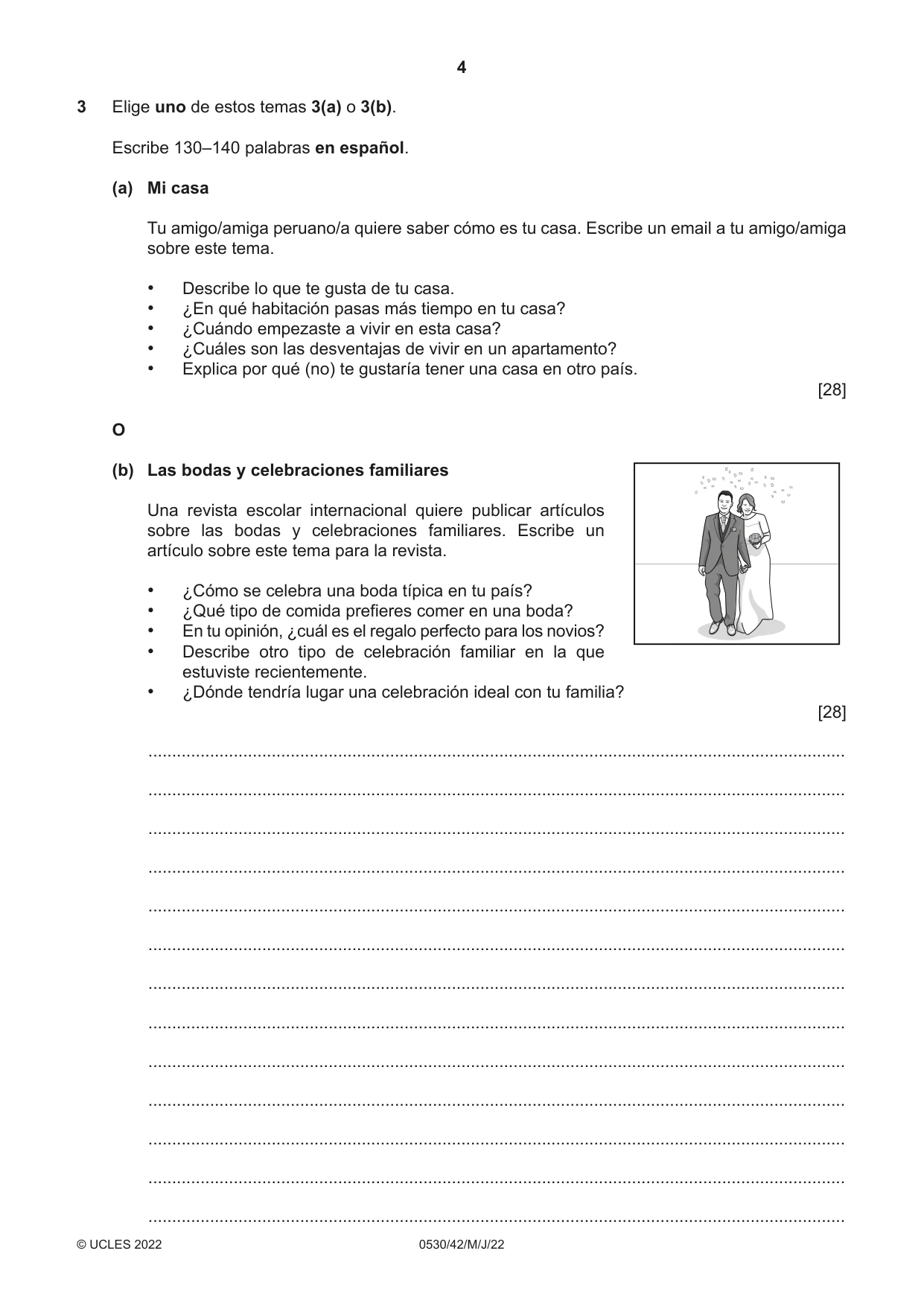 Cambridge IGCSE Spanish - Foreign Language 0530 2022 May/June Paper 4 · Variant 2 question paper, page 4 of 8
