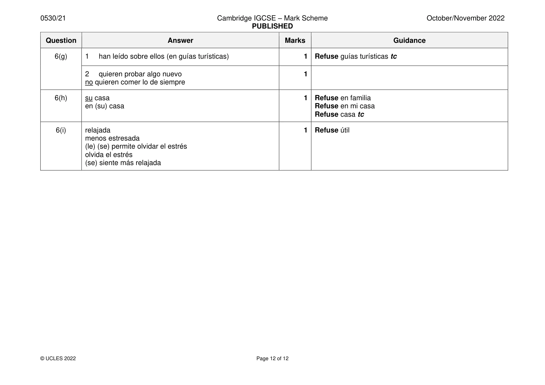 Mark scheme, page 12 of 12
