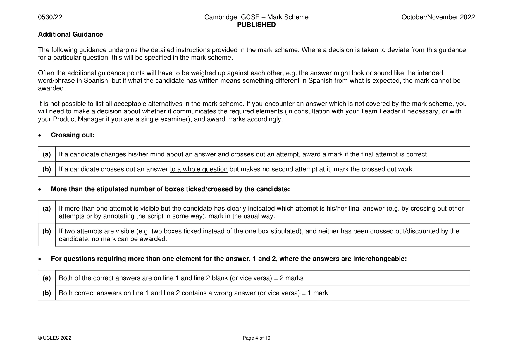 Mark scheme, page 4 of 10