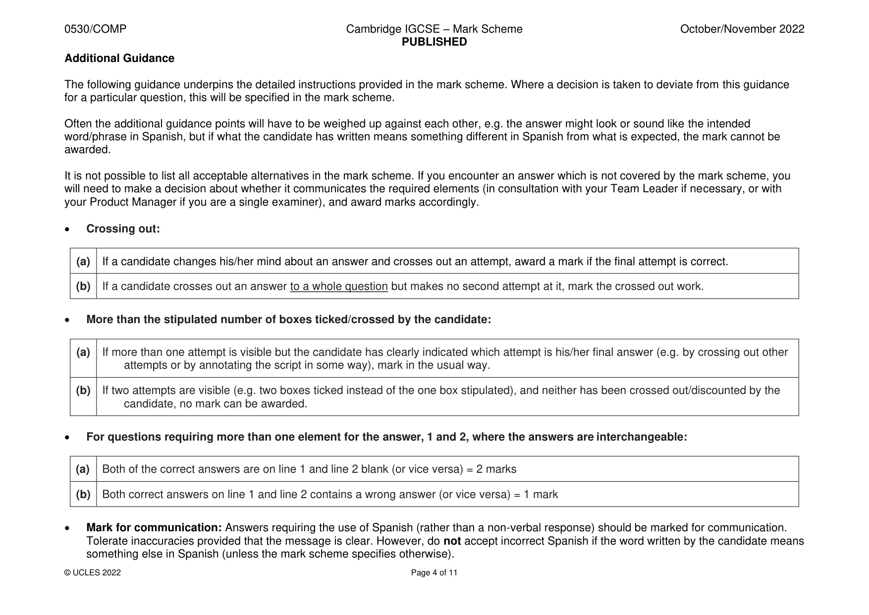 Mark scheme, page 4 of 11