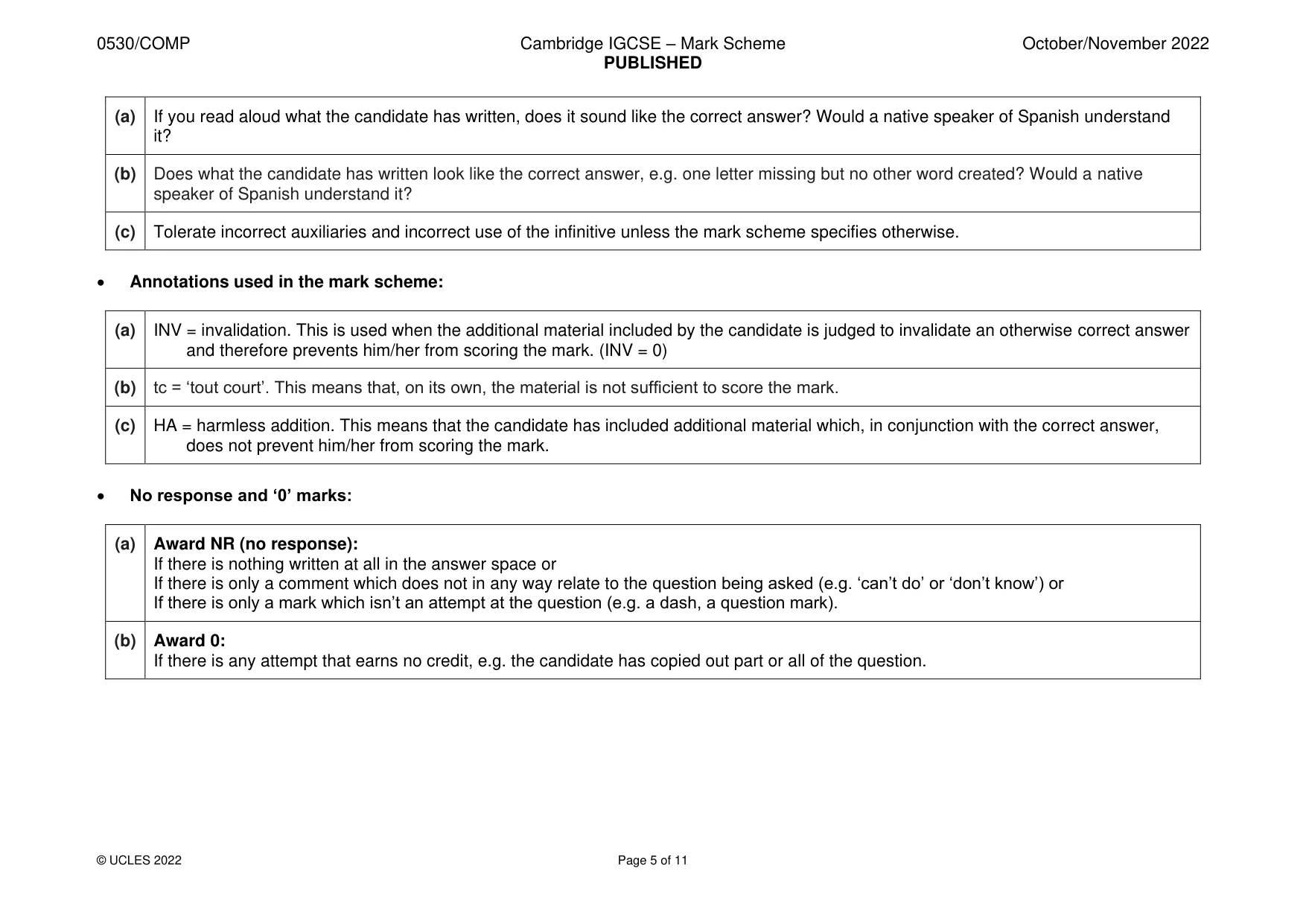 Mark scheme, page 5 of 11