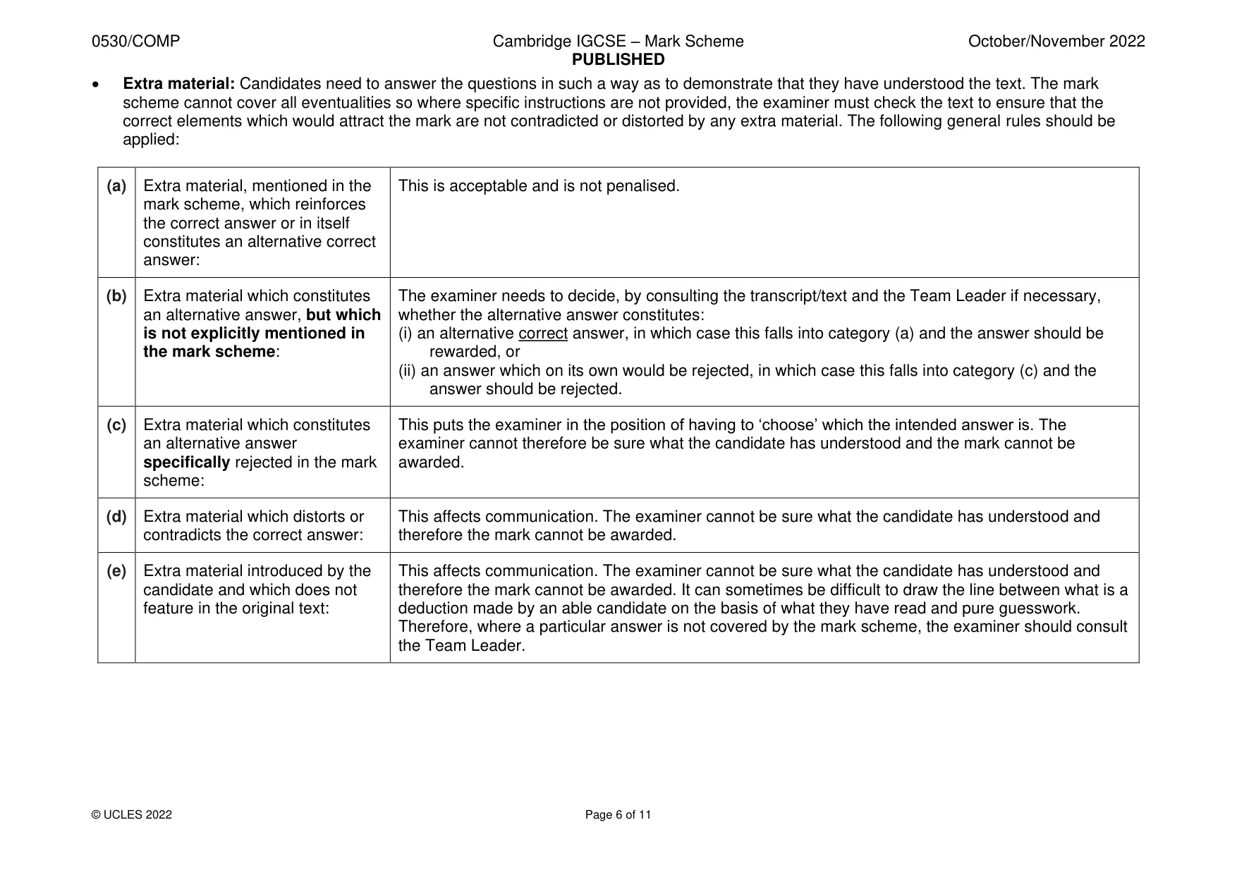 Mark scheme, page 6 of 11
