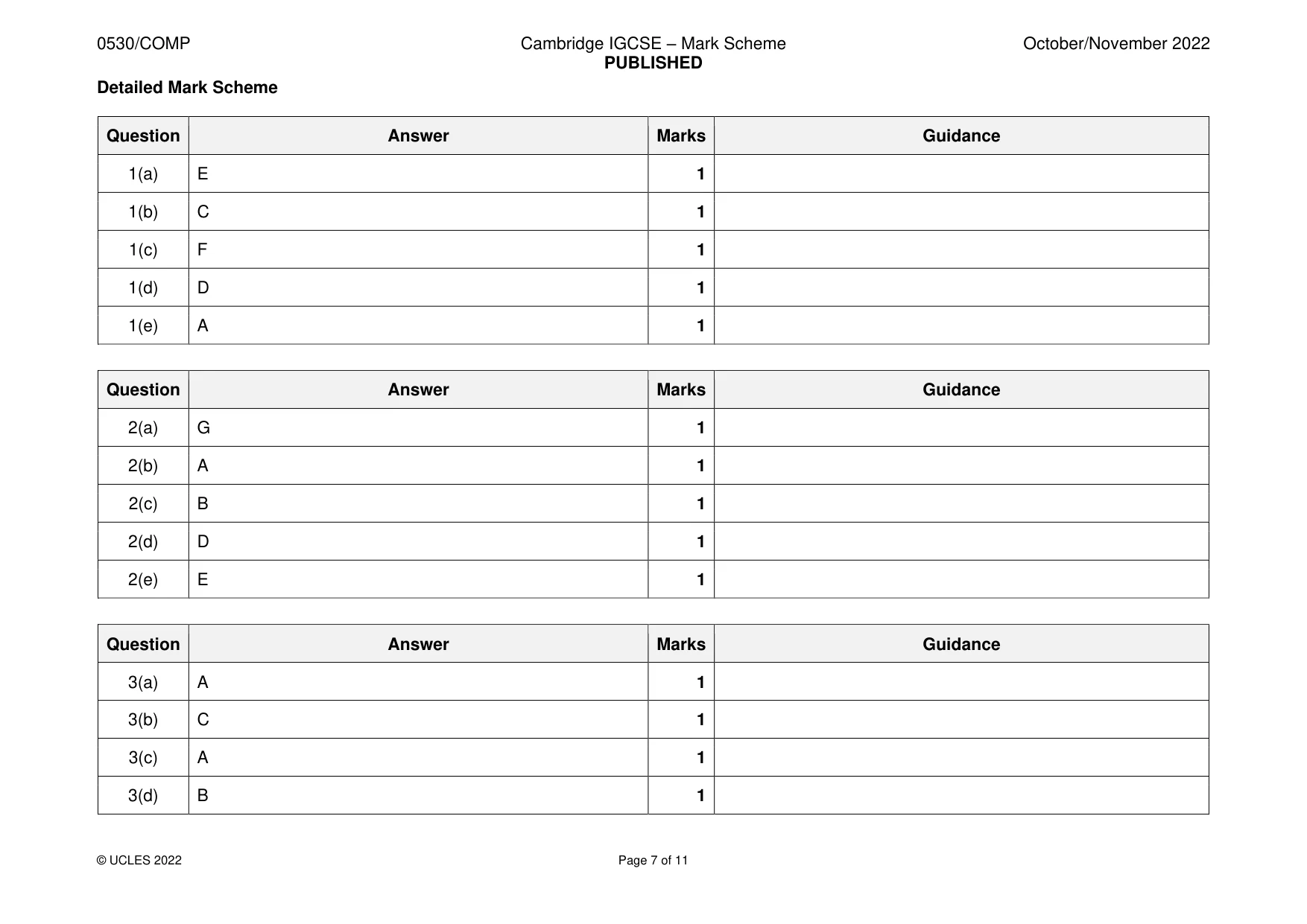 Mark scheme, page 7 of 11