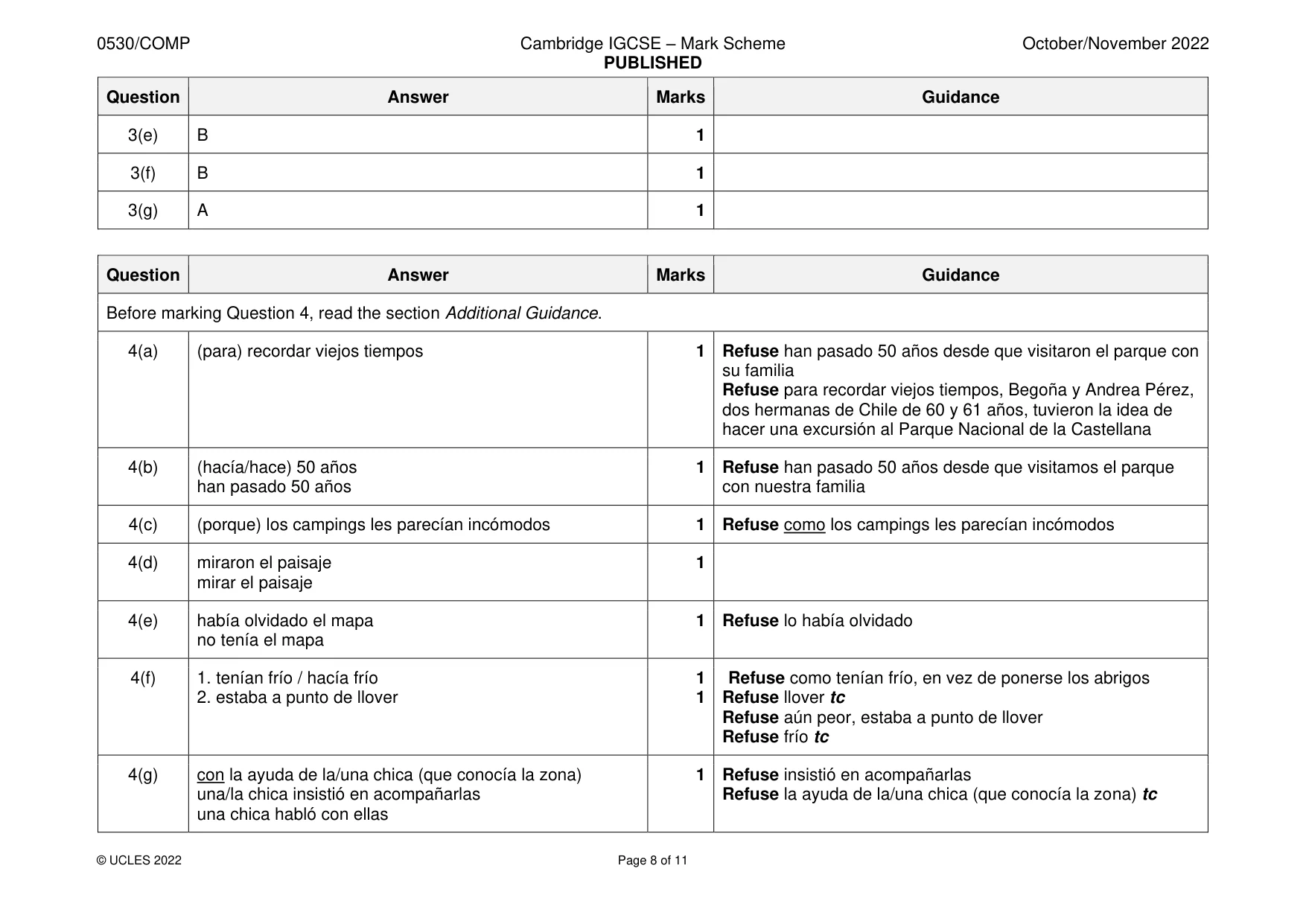 Mark scheme, page 8 of 11