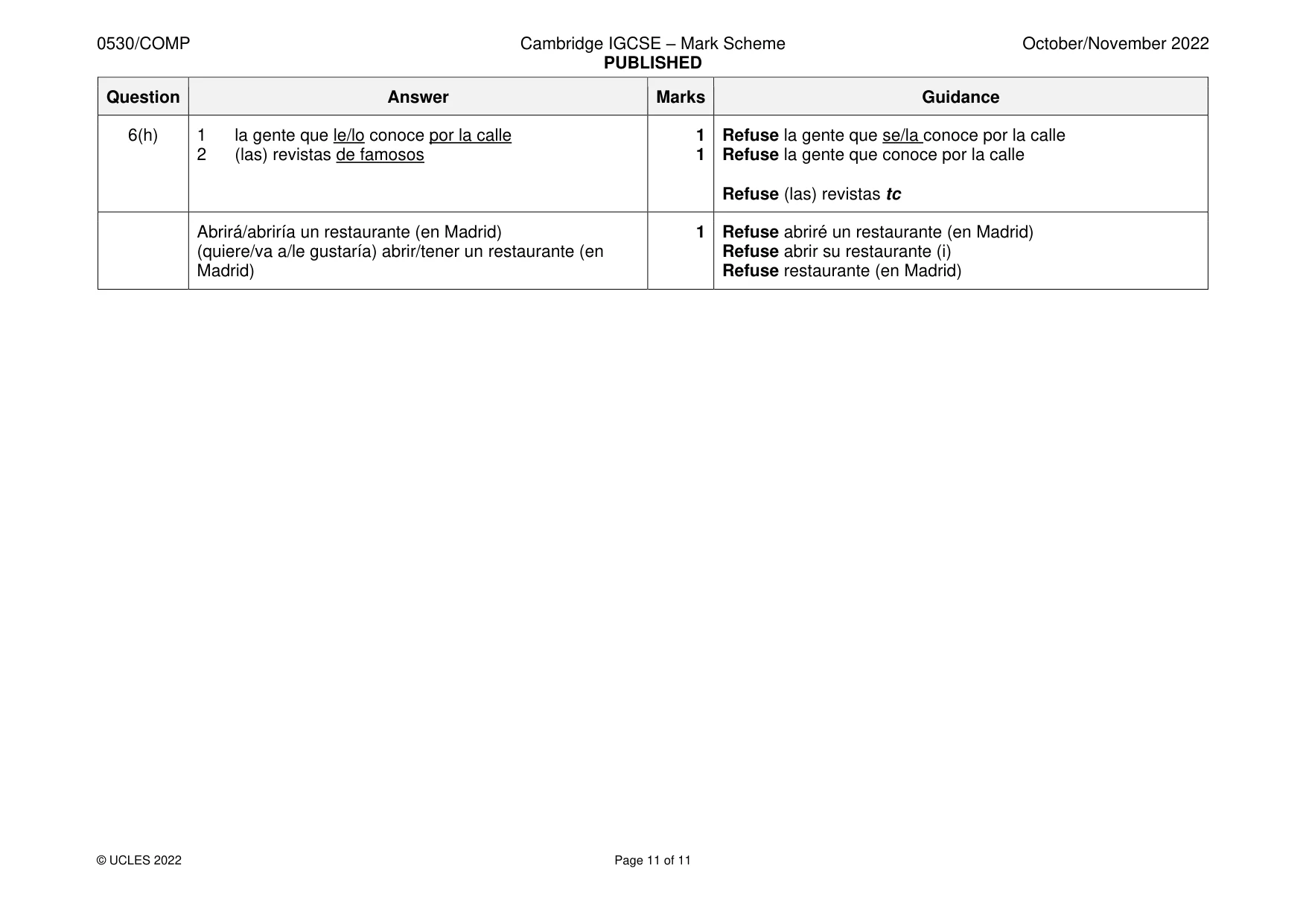 Mark scheme, page 11 of 11