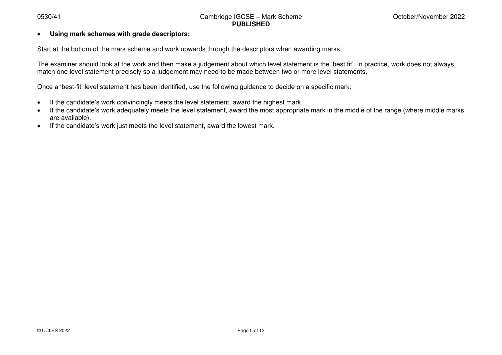 Mark scheme, page 5 of 13