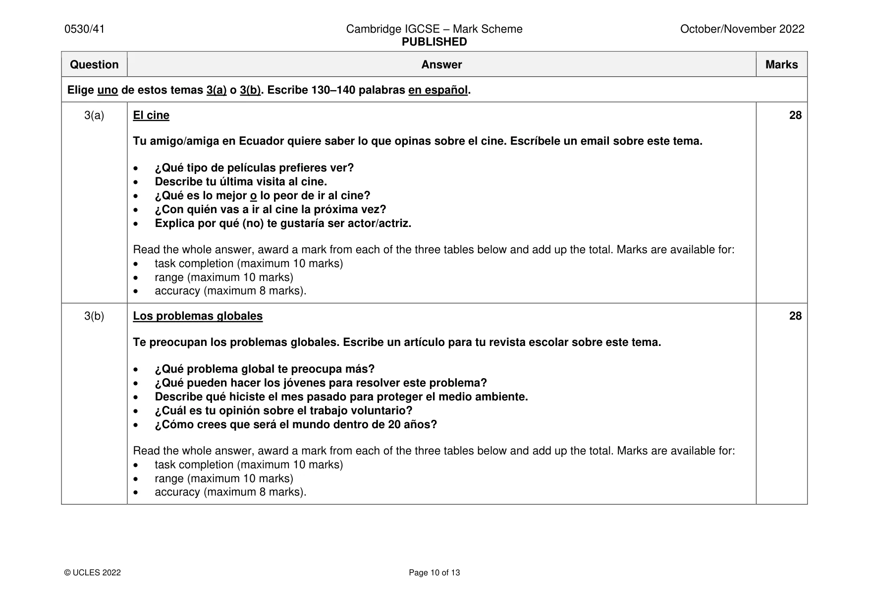 Mark scheme, page 10 of 13