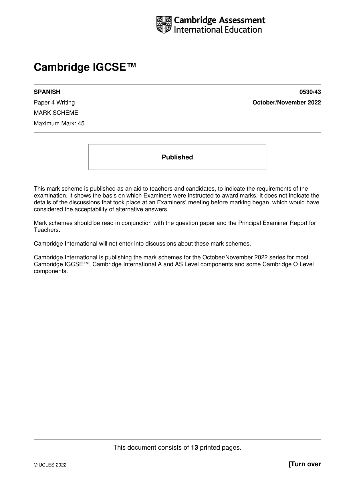 Mark scheme, page 1 of 13