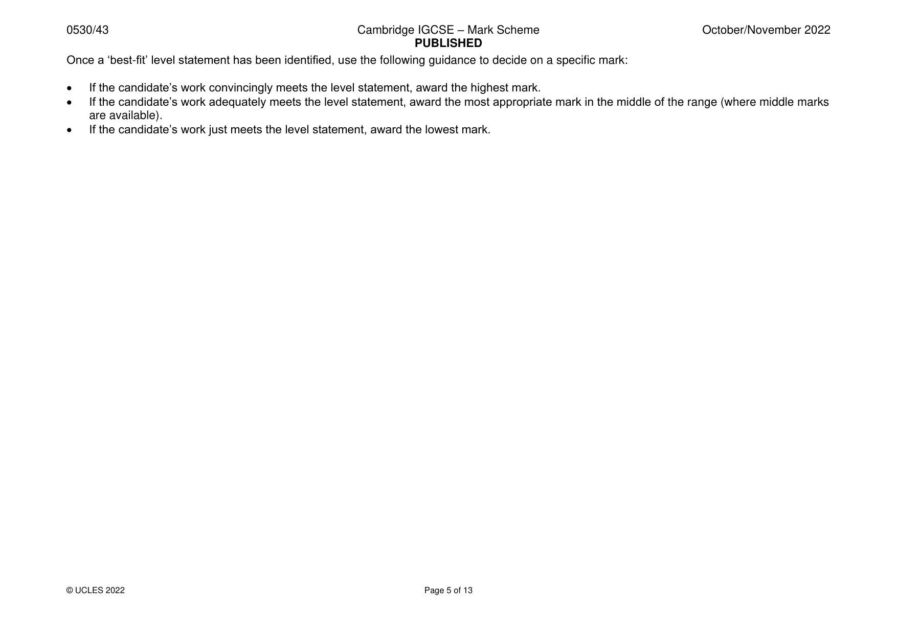 Mark scheme, page 5 of 13