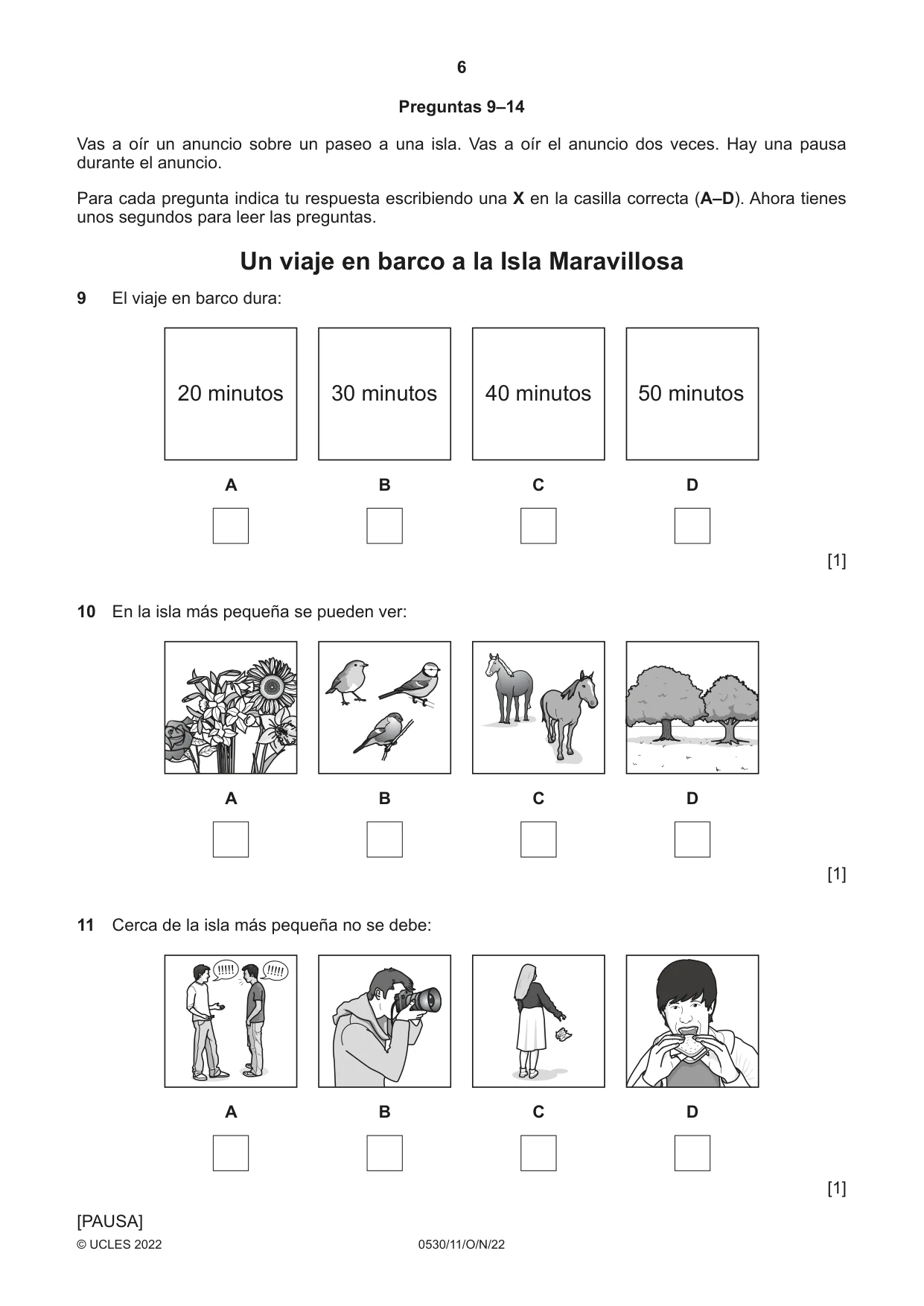 Cambridge IGCSE Spanish - Foreign Language 0530 2022 Oct/Nov Paper 1 · Variant 1 question paper, page 6 of 16