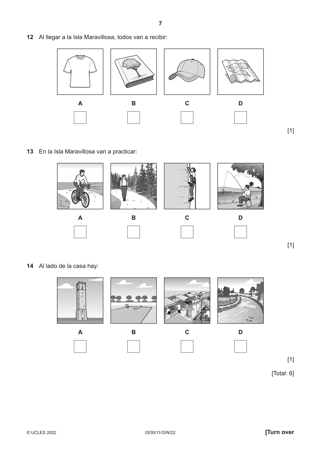 Cambridge IGCSE Spanish - Foreign Language 0530 2022 Oct/Nov Paper 1 · Variant 1 question paper, page 7 of 16