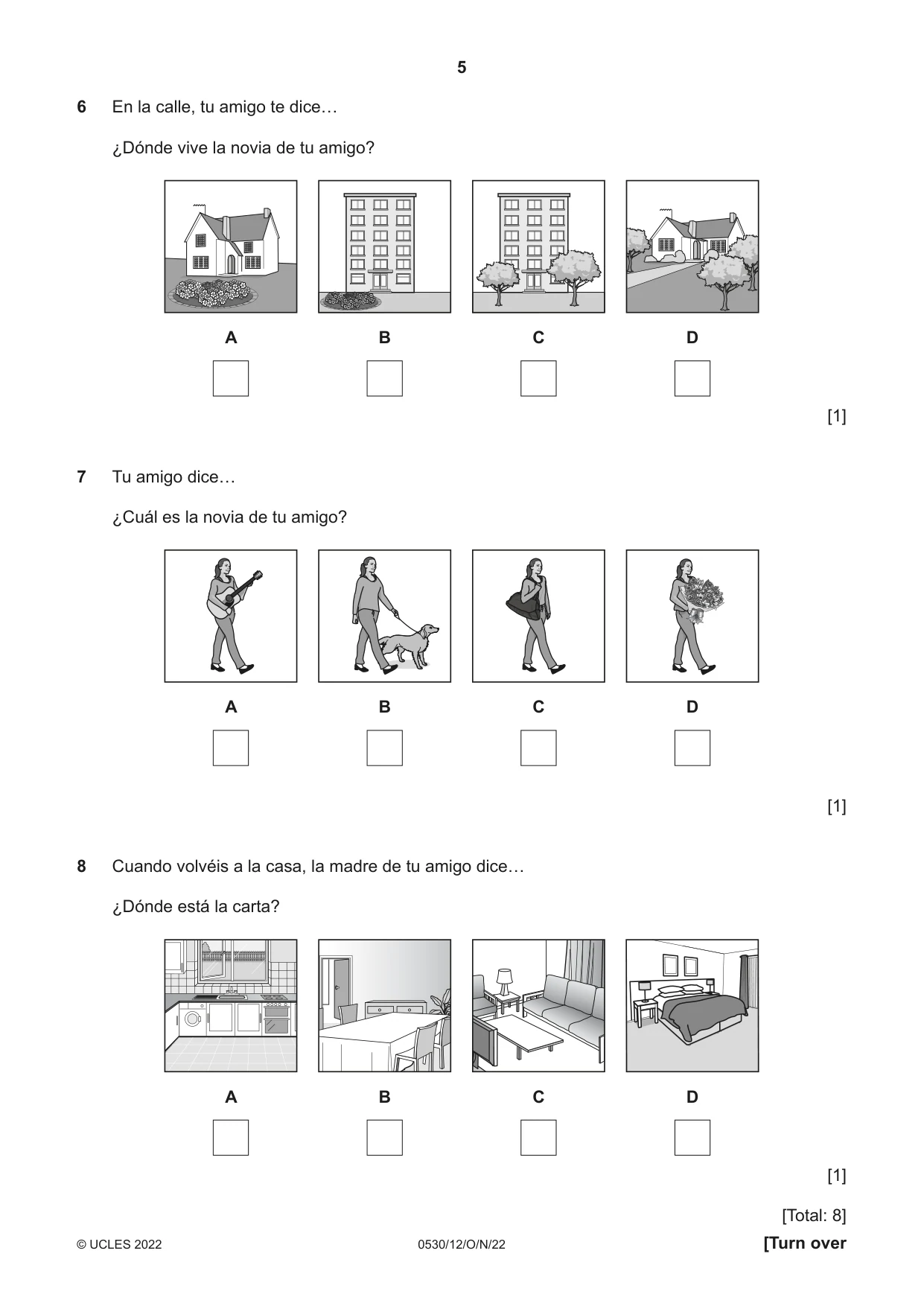 Cambridge IGCSE Spanish - Foreign Language 0530 2022 Oct/Nov Paper 1 · Variant 2 question paper, page 5 of 16