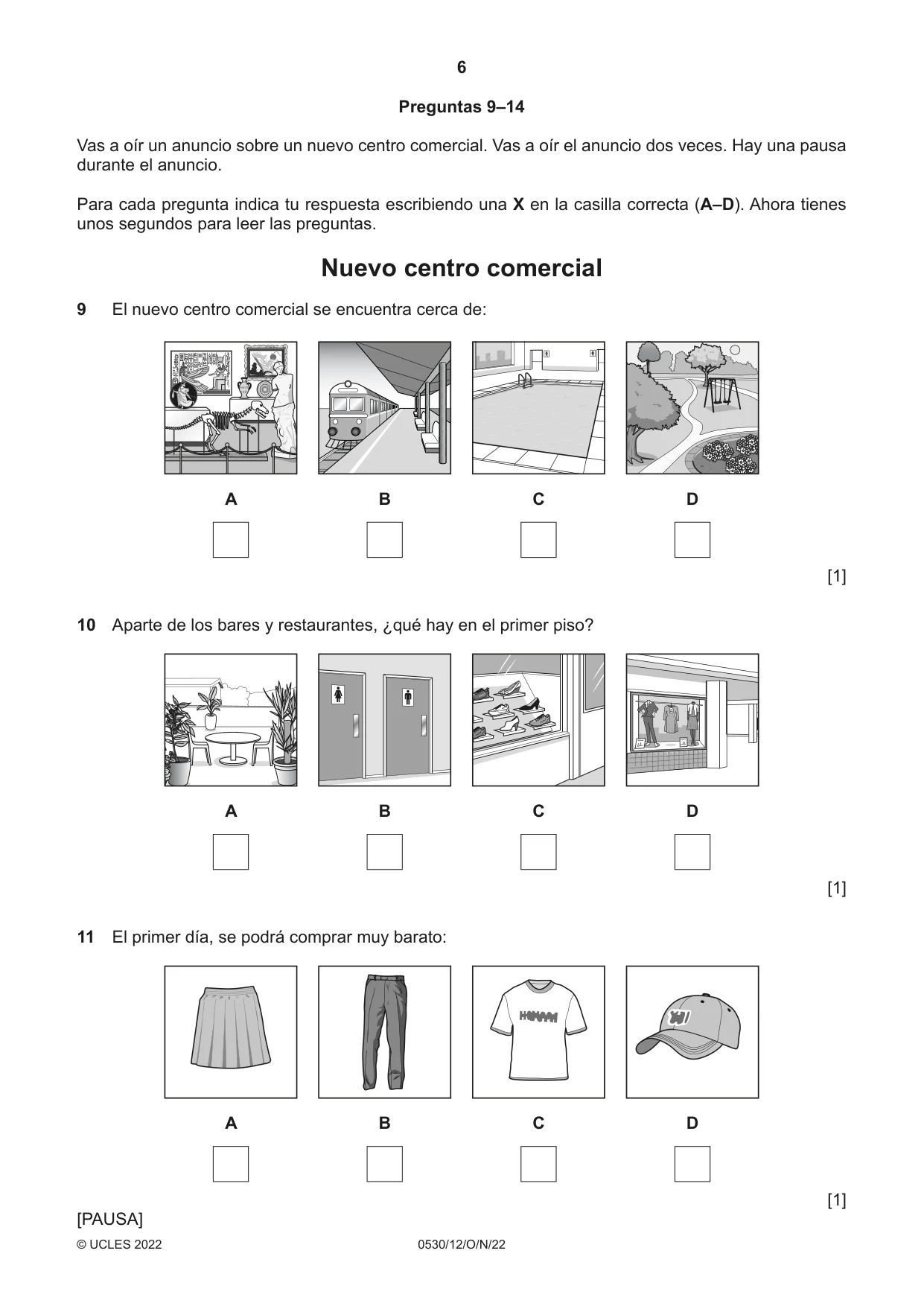 Cambridge IGCSE Spanish - Foreign Language 0530 2022 Oct/Nov Paper 1 · Variant 2 question paper, page 6 of 16
