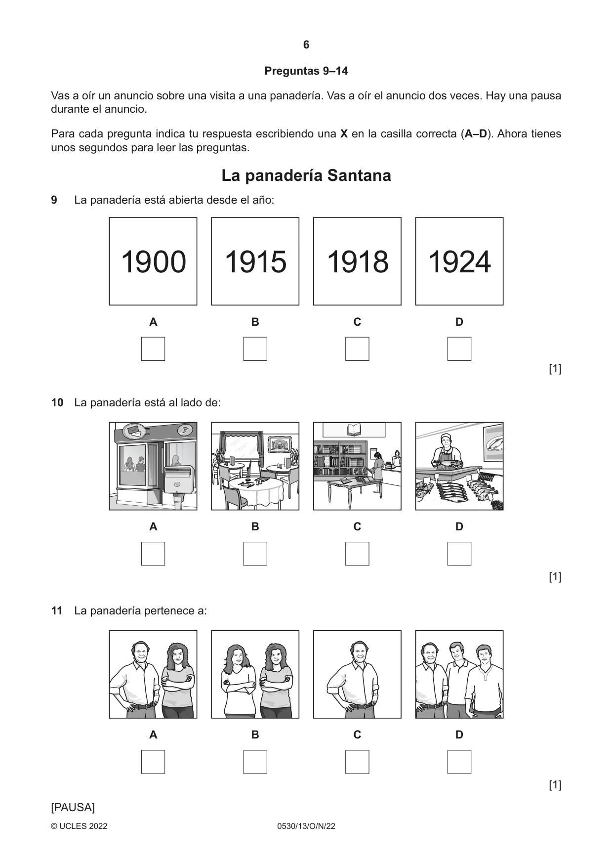 Cambridge IGCSE Spanish - Foreign Language 0530 2022 Oct/Nov Paper 1 · Variant 3 question paper, page 6 of 16