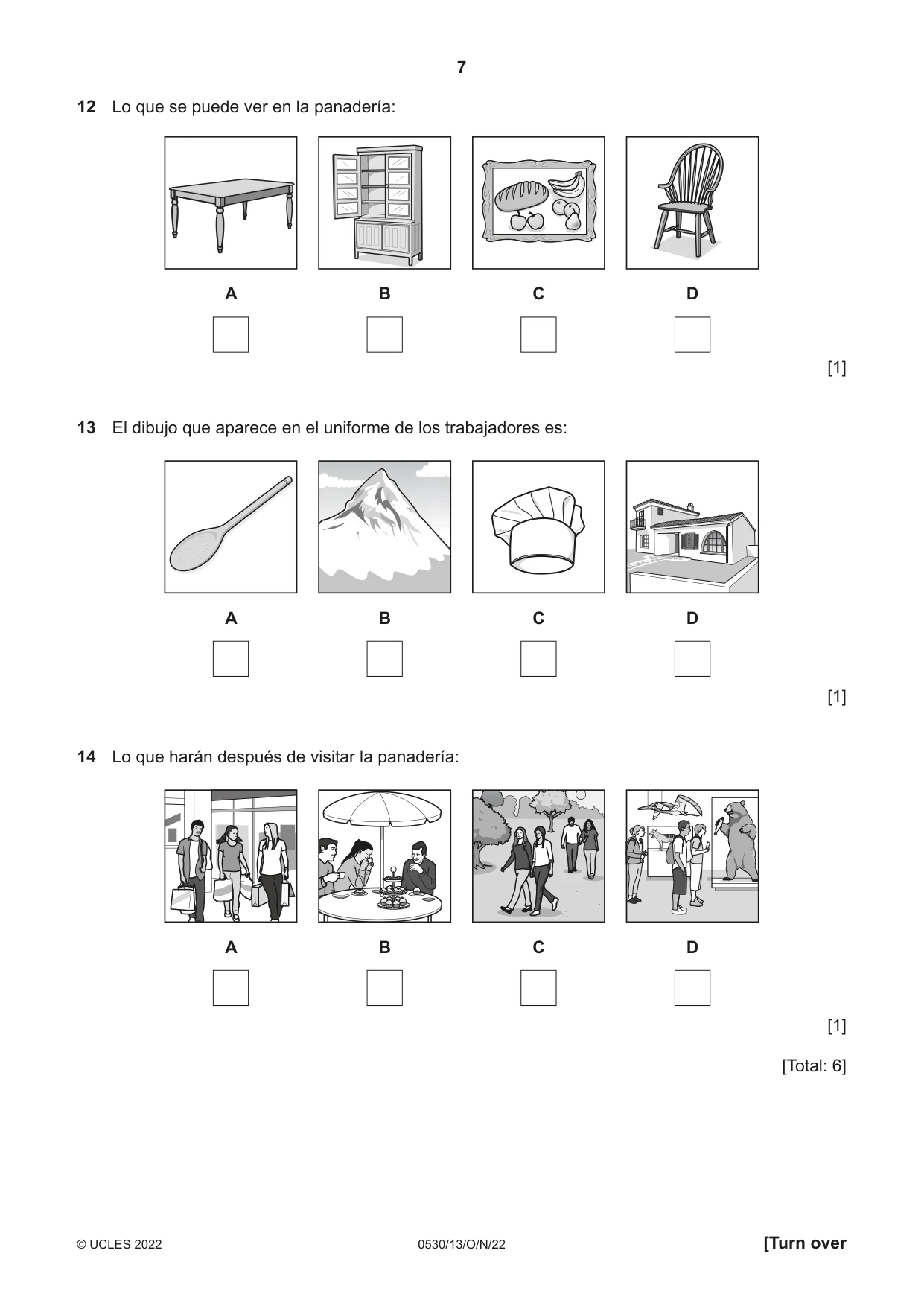 Cambridge IGCSE Spanish - Foreign Language 0530 2022 Oct/Nov Paper 1 · Variant 3 question paper, page 7 of 16