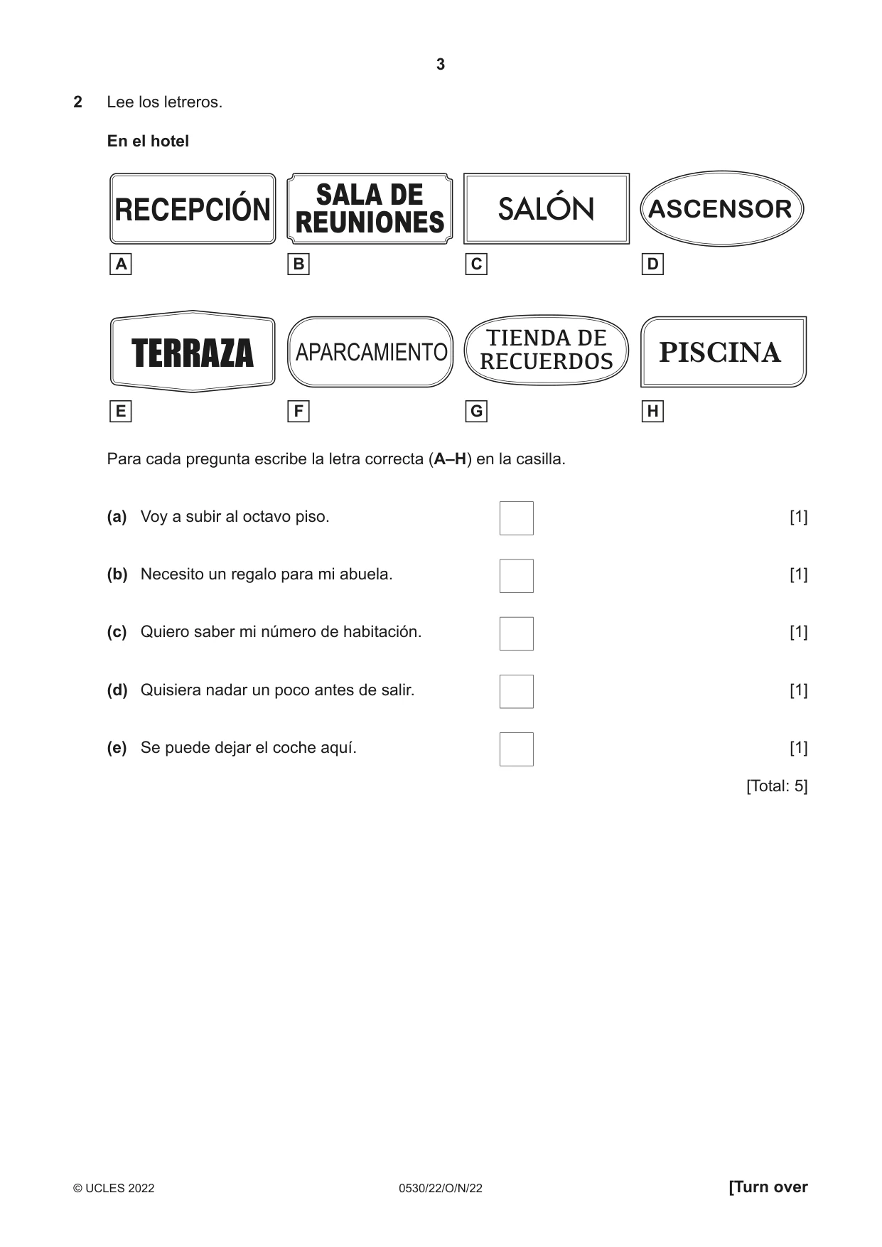 Cambridge IGCSE Spanish - Foreign Language 0530 2022 Oct/Nov Paper 2 · Variant 2 question paper, page 3 of 12