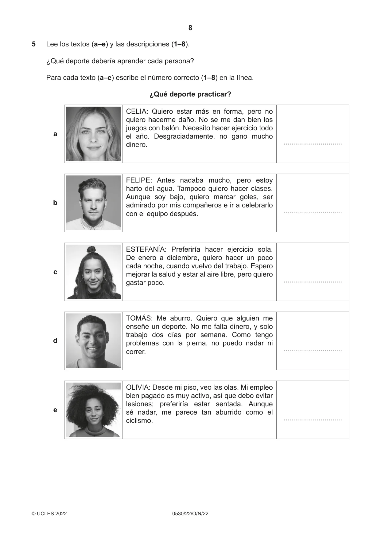 Cambridge IGCSE Spanish - Foreign Language 0530 2022 Oct/Nov Paper 2 · Variant 2 question paper, page 8 of 12