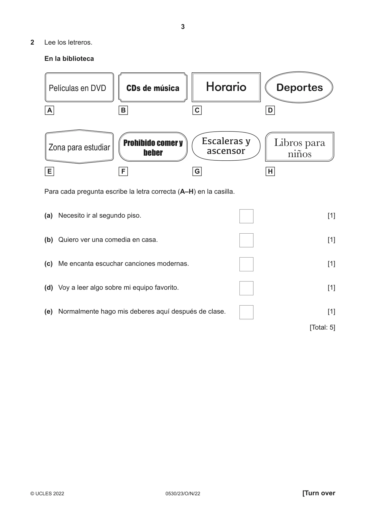 Cambridge IGCSE Spanish - Foreign Language 0530 2022 Oct/Nov Paper 2 · Variant 3 question paper, page 3 of 12