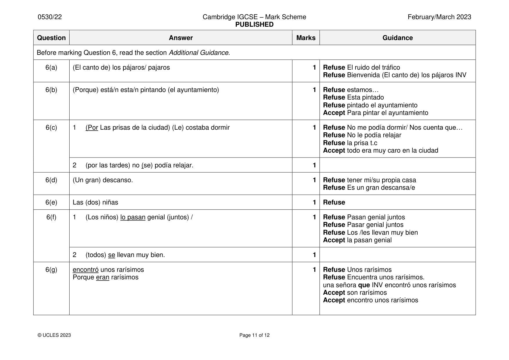 Mark scheme, page 11 of 12