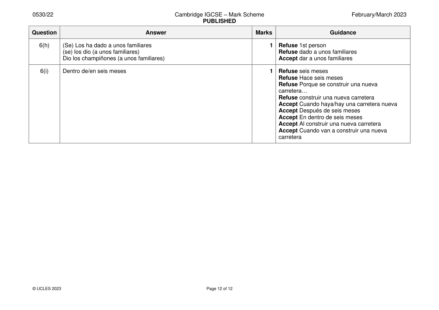 Mark scheme, page 12 of 12