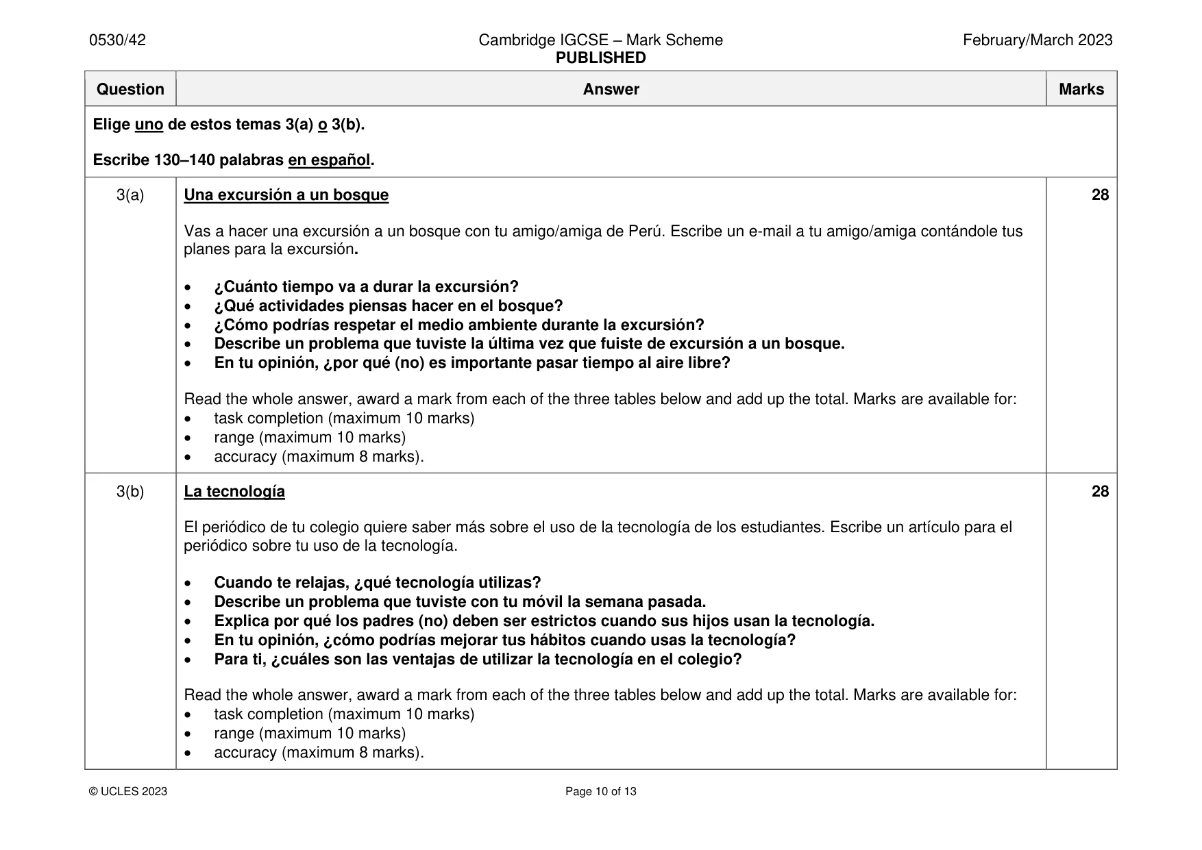 Mark scheme, page 10 of 13