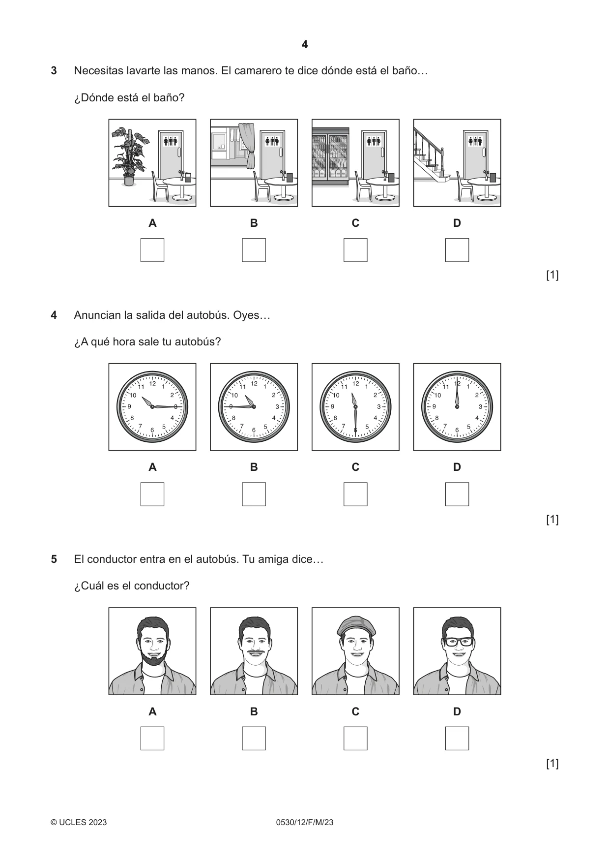 Cambridge IGCSE Spanish - Foreign Language 0530 2023 Feb/March Paper 1 · Variant 2 question paper, page 4 of 16