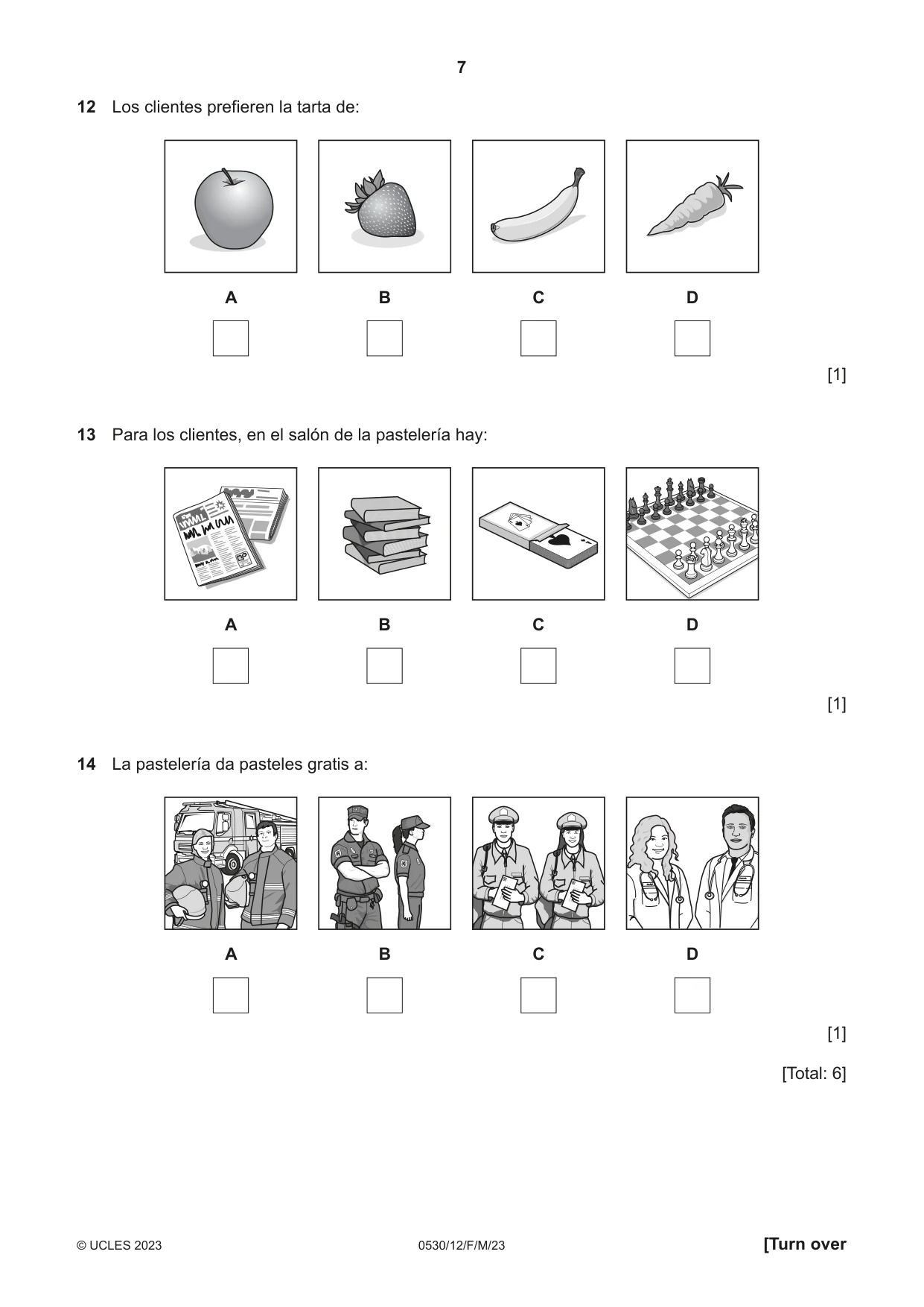 Cambridge IGCSE Spanish - Foreign Language 0530 2023 Feb/March Paper 1 · Variant 2 question paper, page 7 of 16