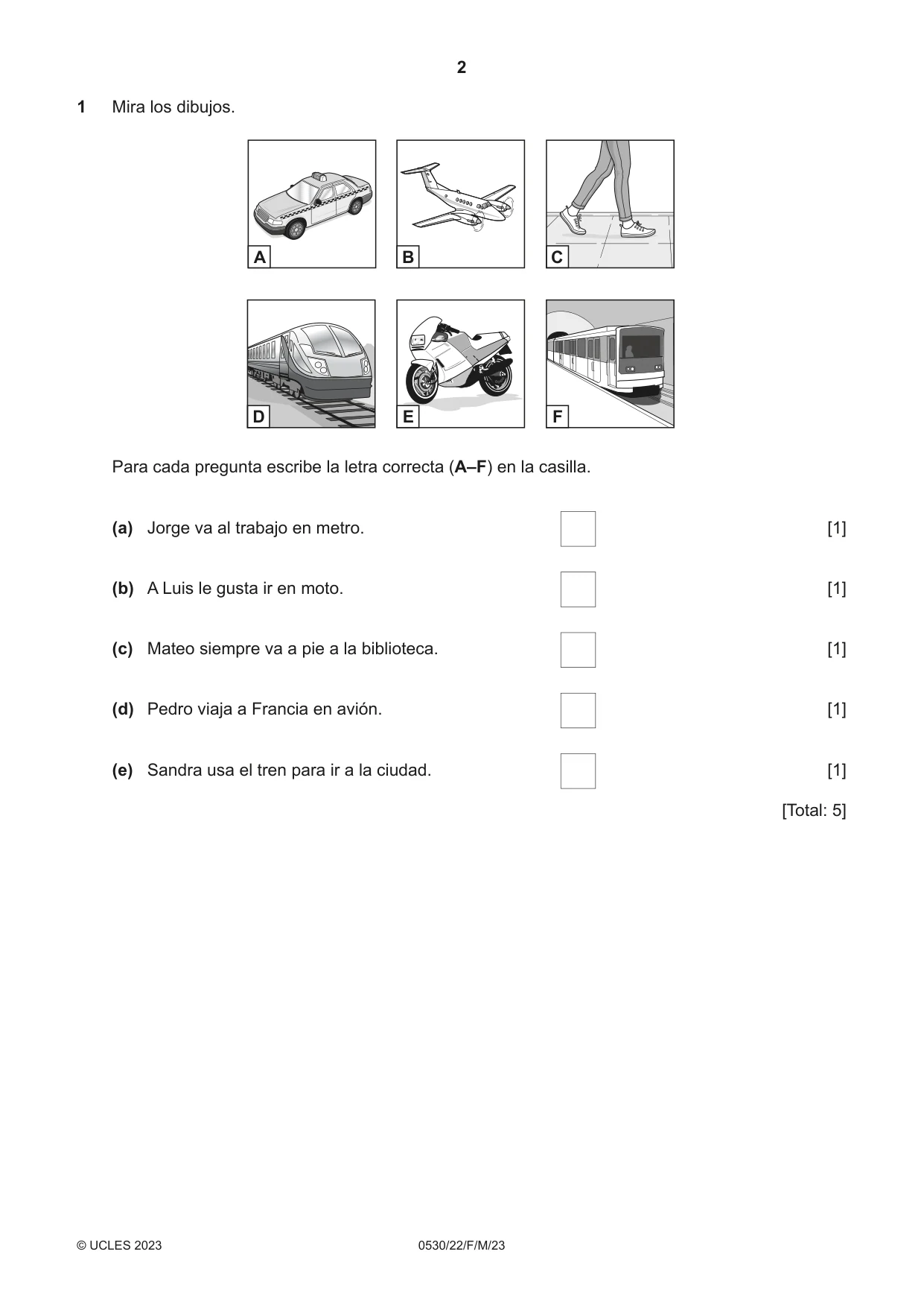 Cambridge IGCSE Spanish - Foreign Language 0530 2023 Feb/March Paper 2 · Variant 2 question paper, page 2 of 12