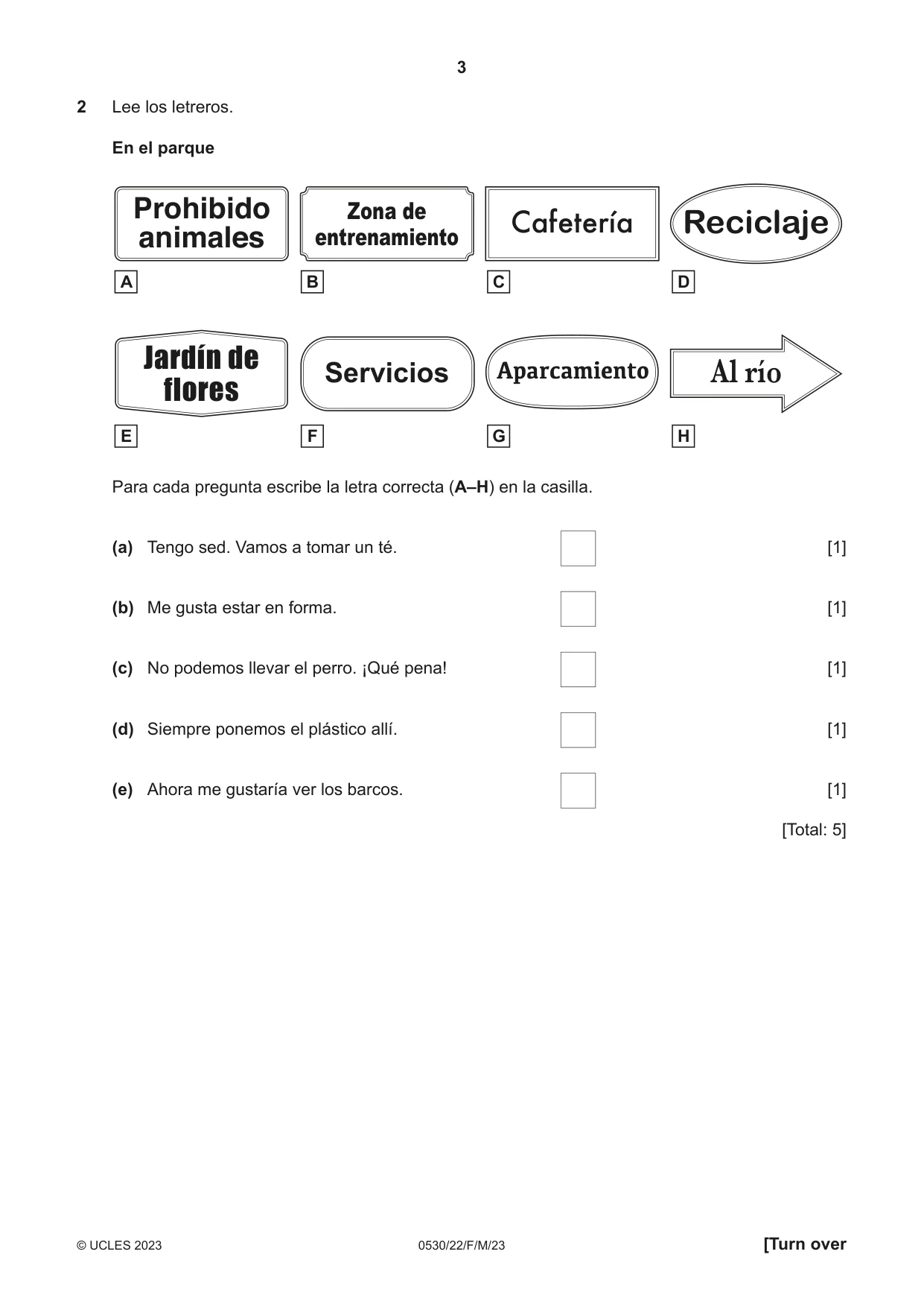Cambridge IGCSE Spanish - Foreign Language 0530 2023 Feb/March Paper 2 · Variant 2 question paper, page 3 of 12