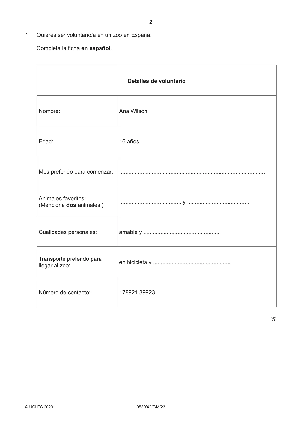 Cambridge IGCSE Spanish - Foreign Language 0530 2023 Feb/March Paper 4 · Variant 2 question paper, page 2 of 8