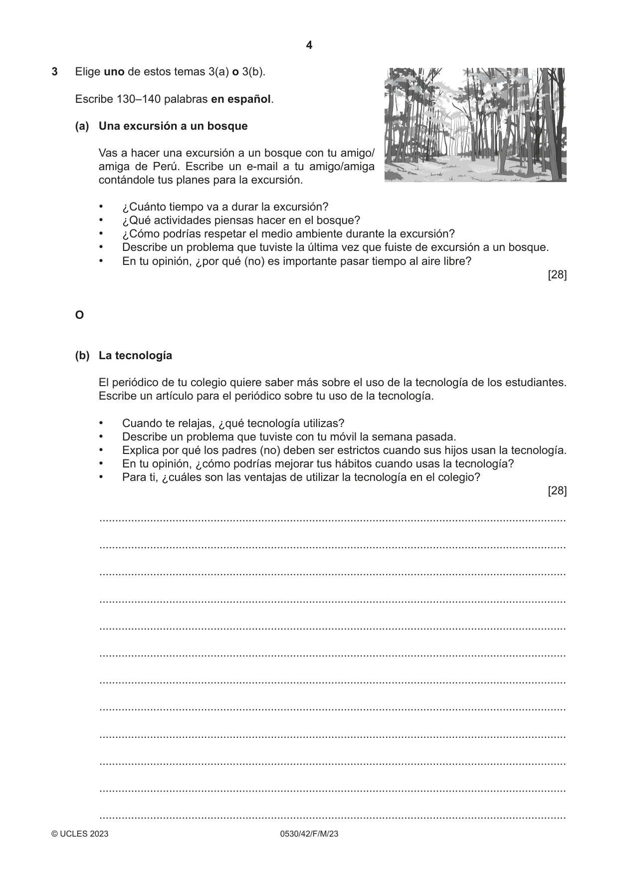 Cambridge IGCSE Spanish - Foreign Language 0530 2023 Feb/March Paper 4 · Variant 2 question paper, page 4 of 8