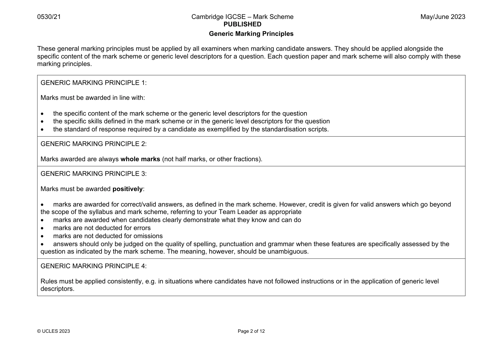 Mark scheme, page 2 of 12