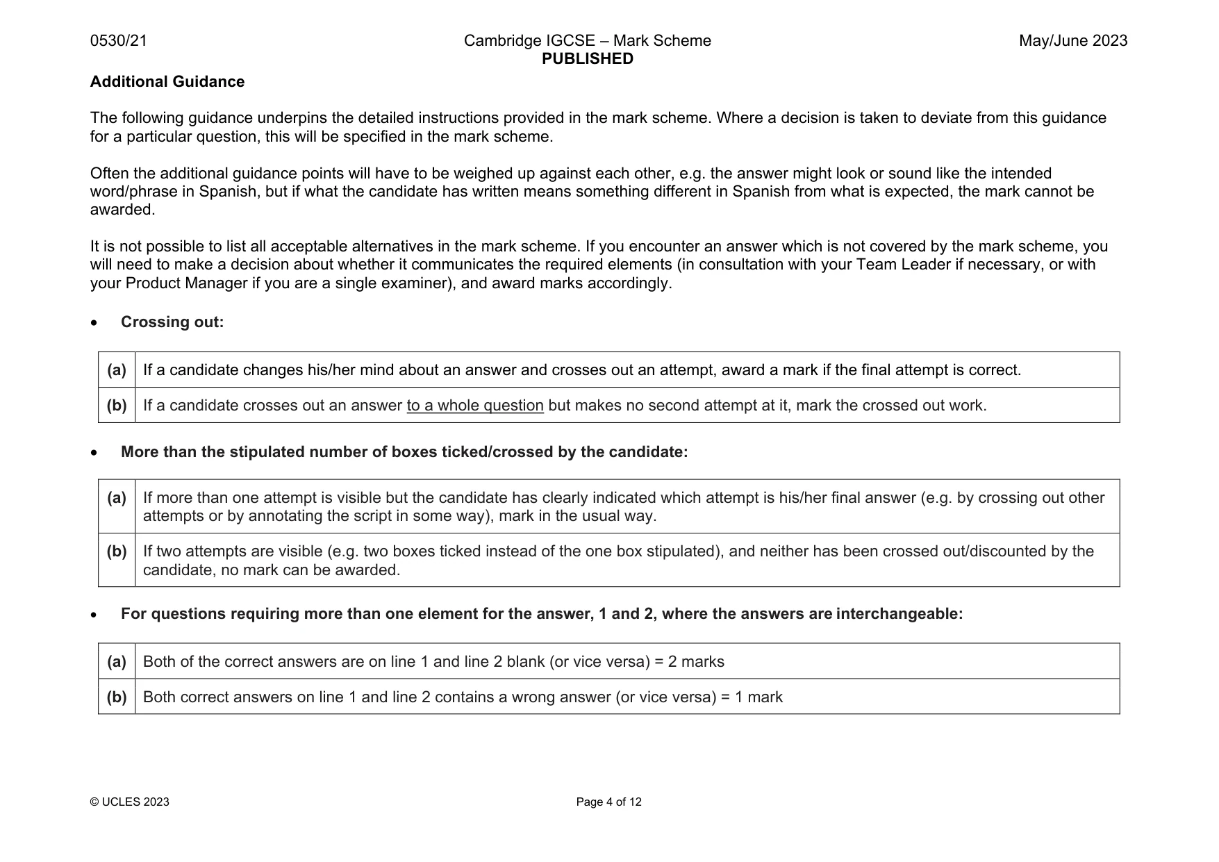 Mark scheme, page 4 of 12