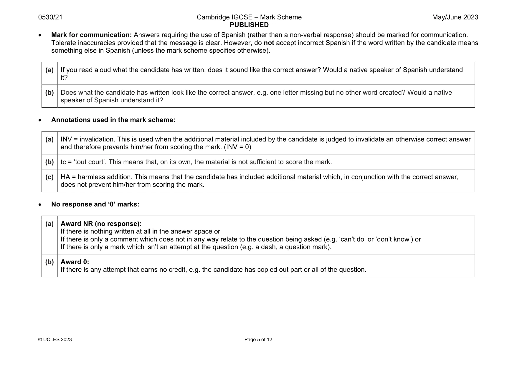 Mark scheme, page 5 of 12