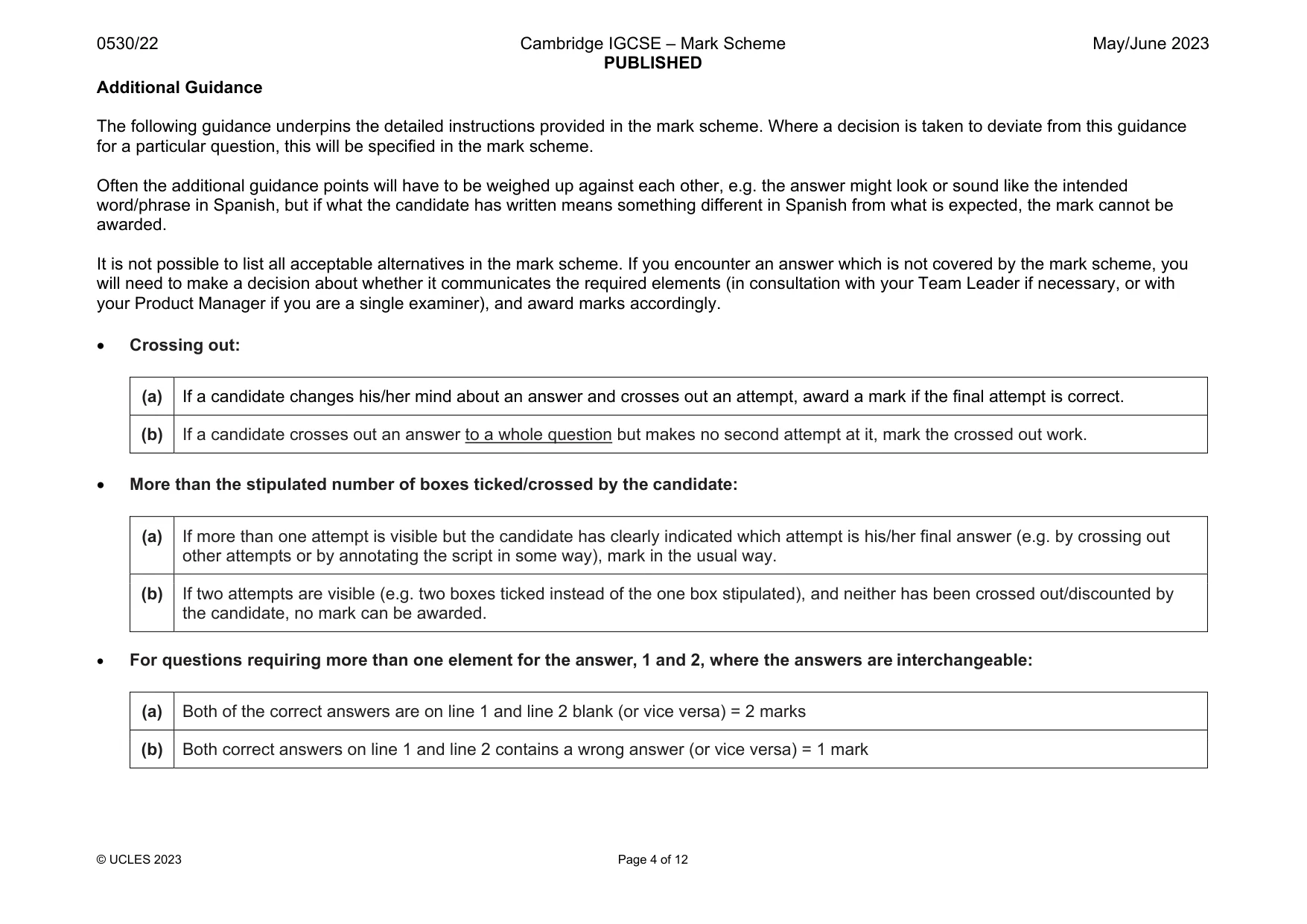 Mark scheme, page 4 of 12