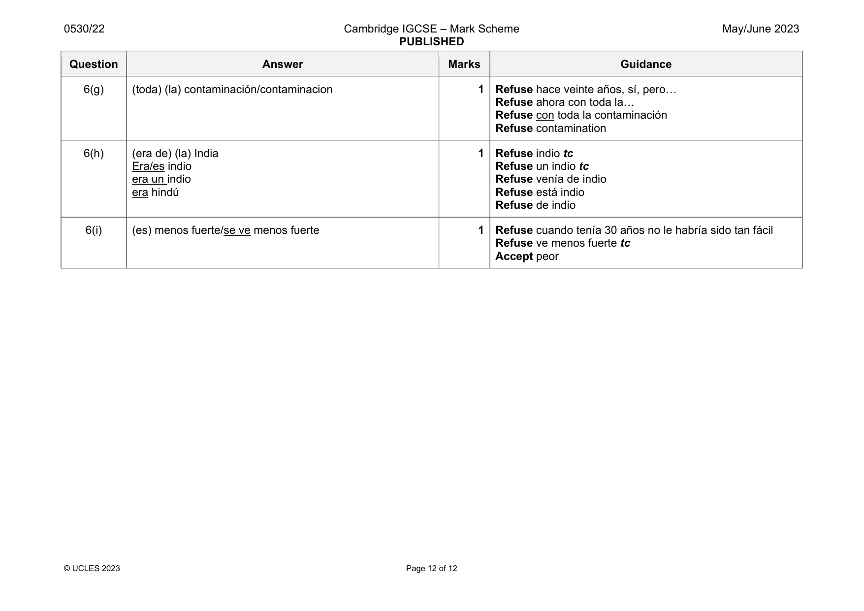 Mark scheme, page 12 of 12